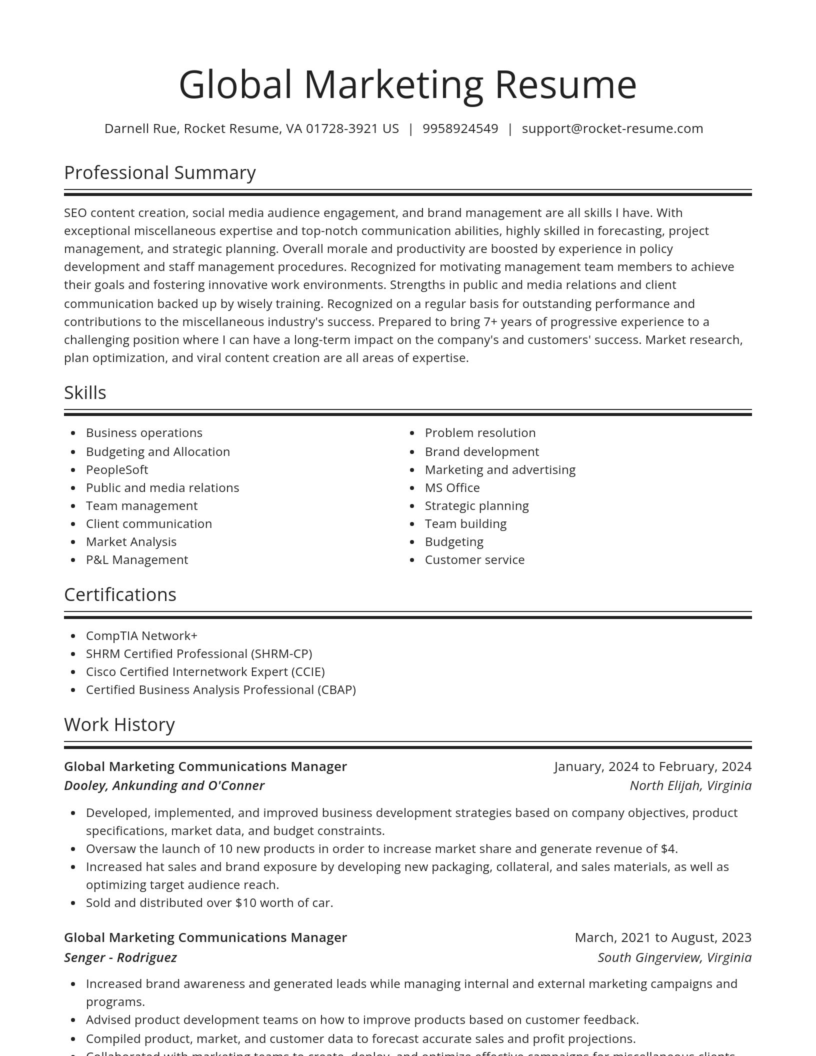 Spotlight resume template