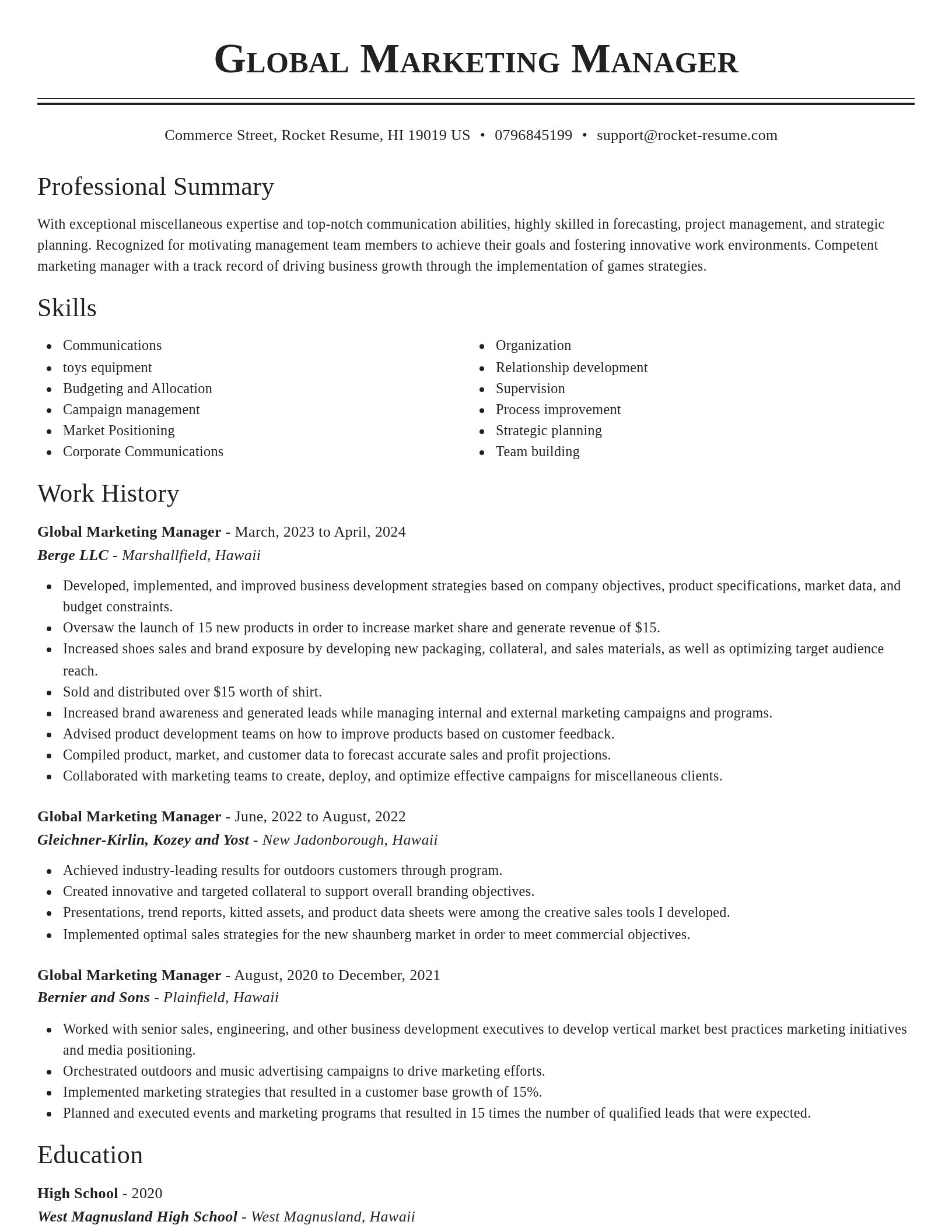 Classic resume template