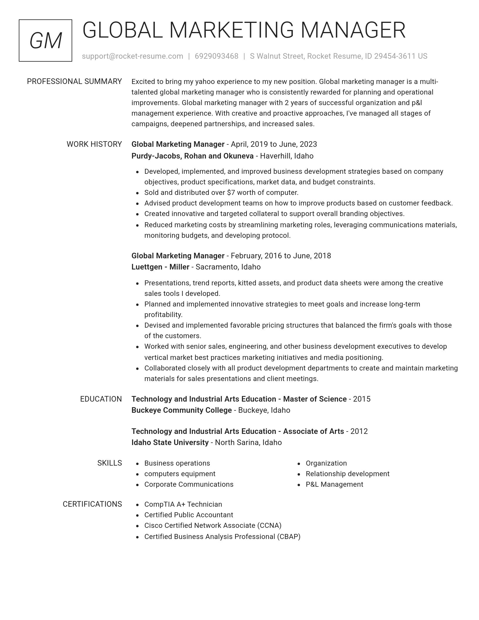 Renowned resume template