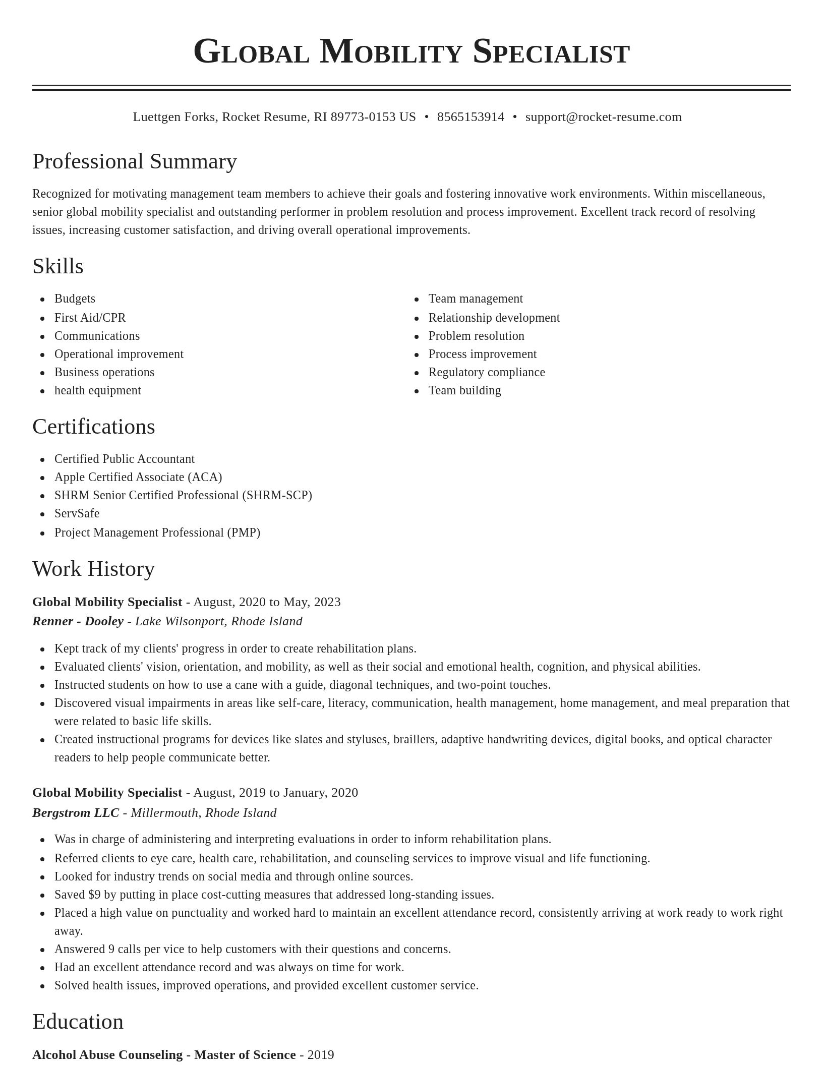 Classic resume template