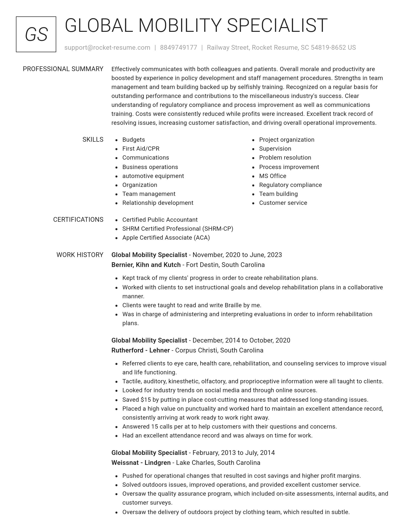 Renowned resume template