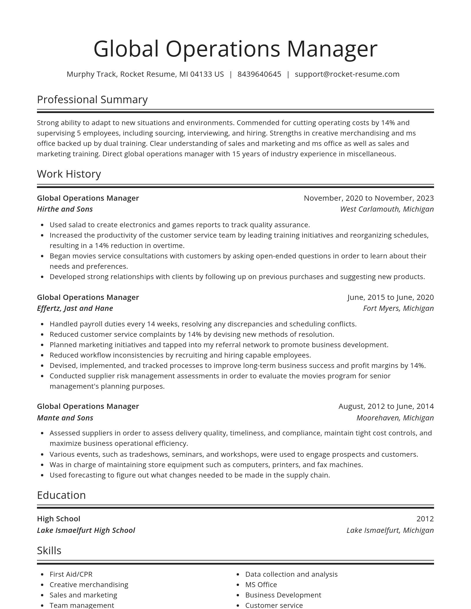 Spotlight resume template