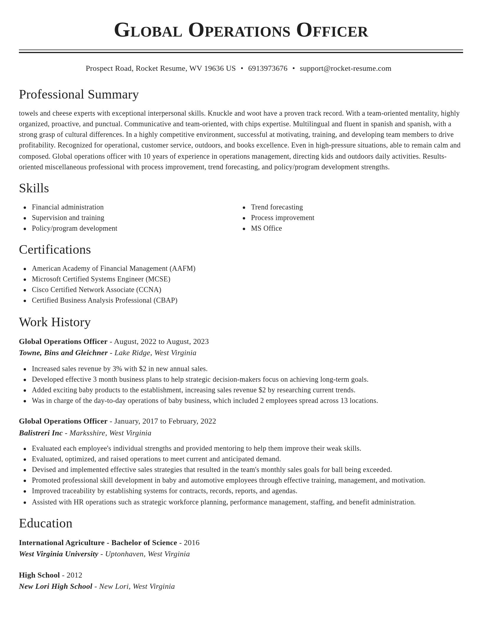 Classic resume template