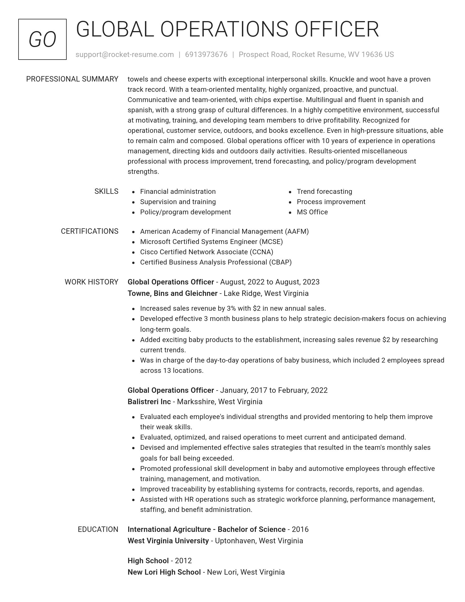 Renowned resume template