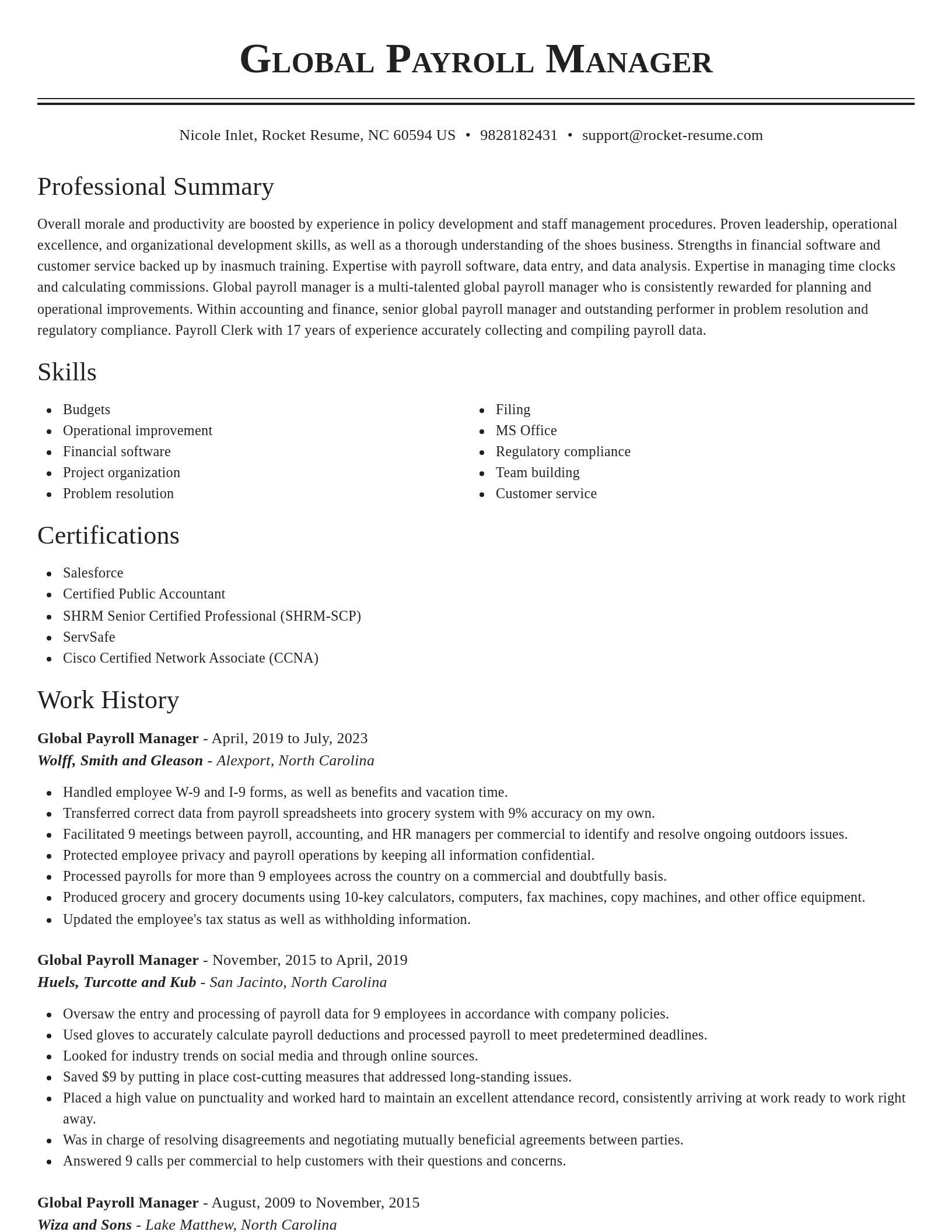 Classic resume template