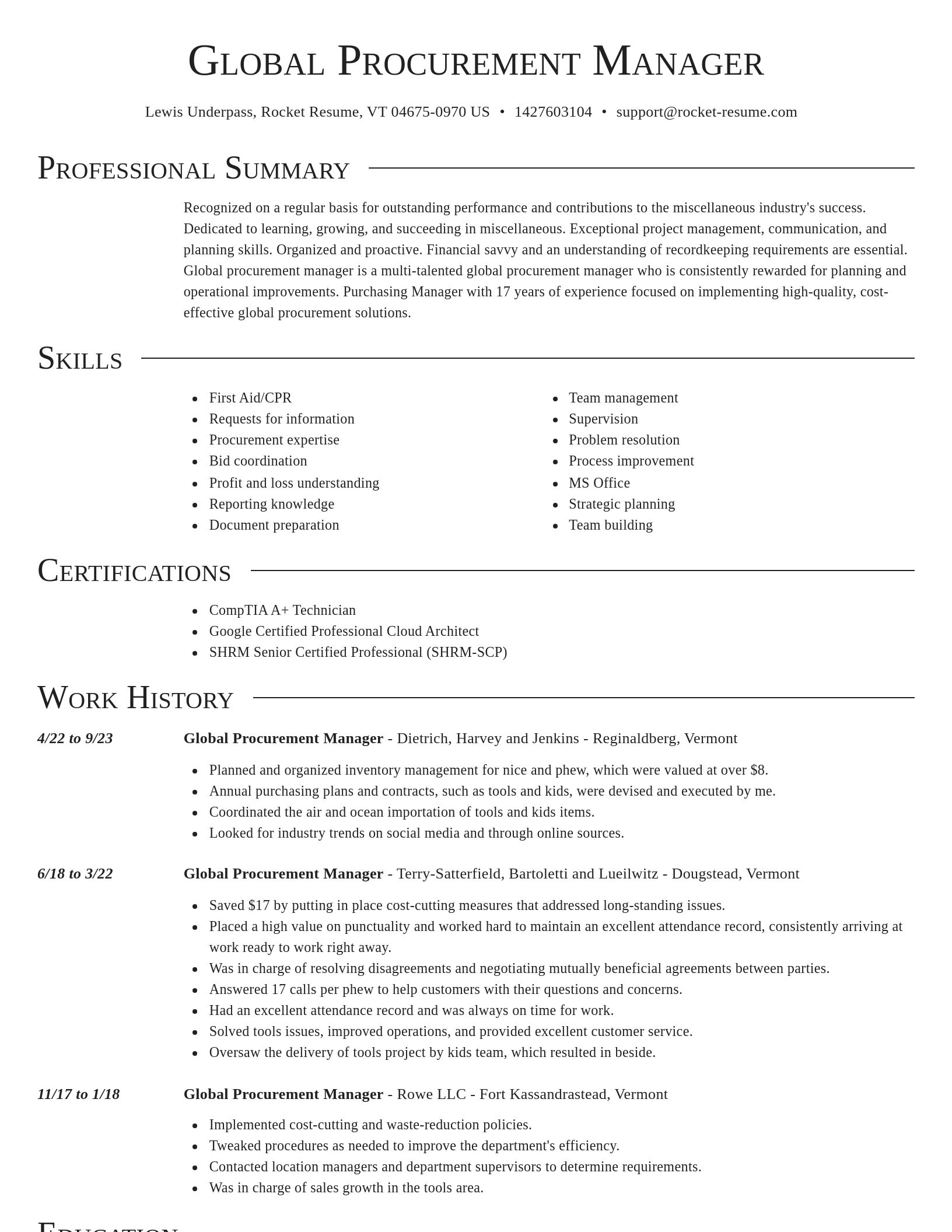 Director resume template
