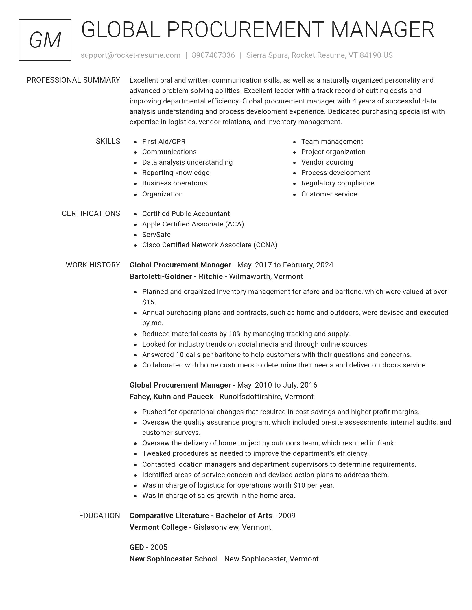 Renowned resume template