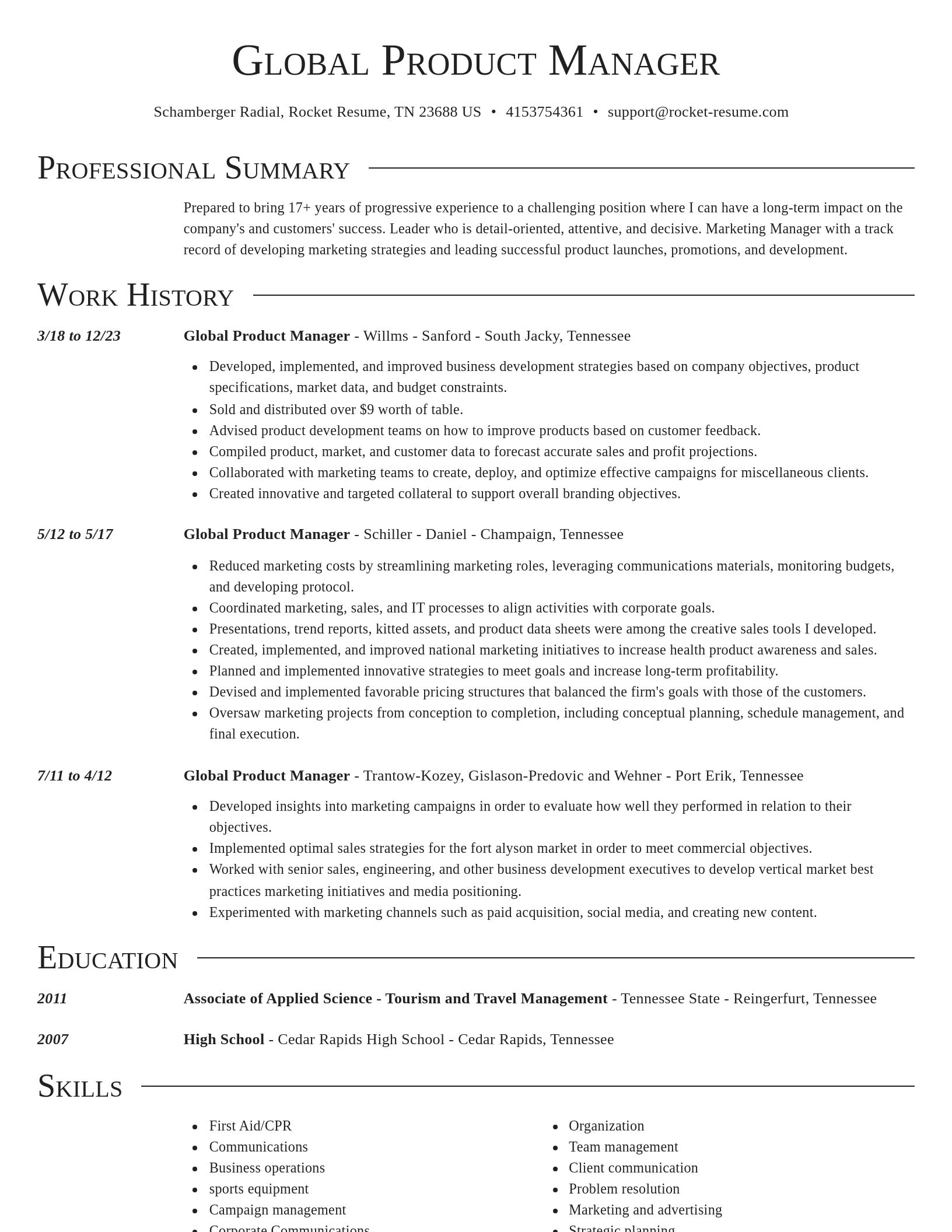 Director resume template