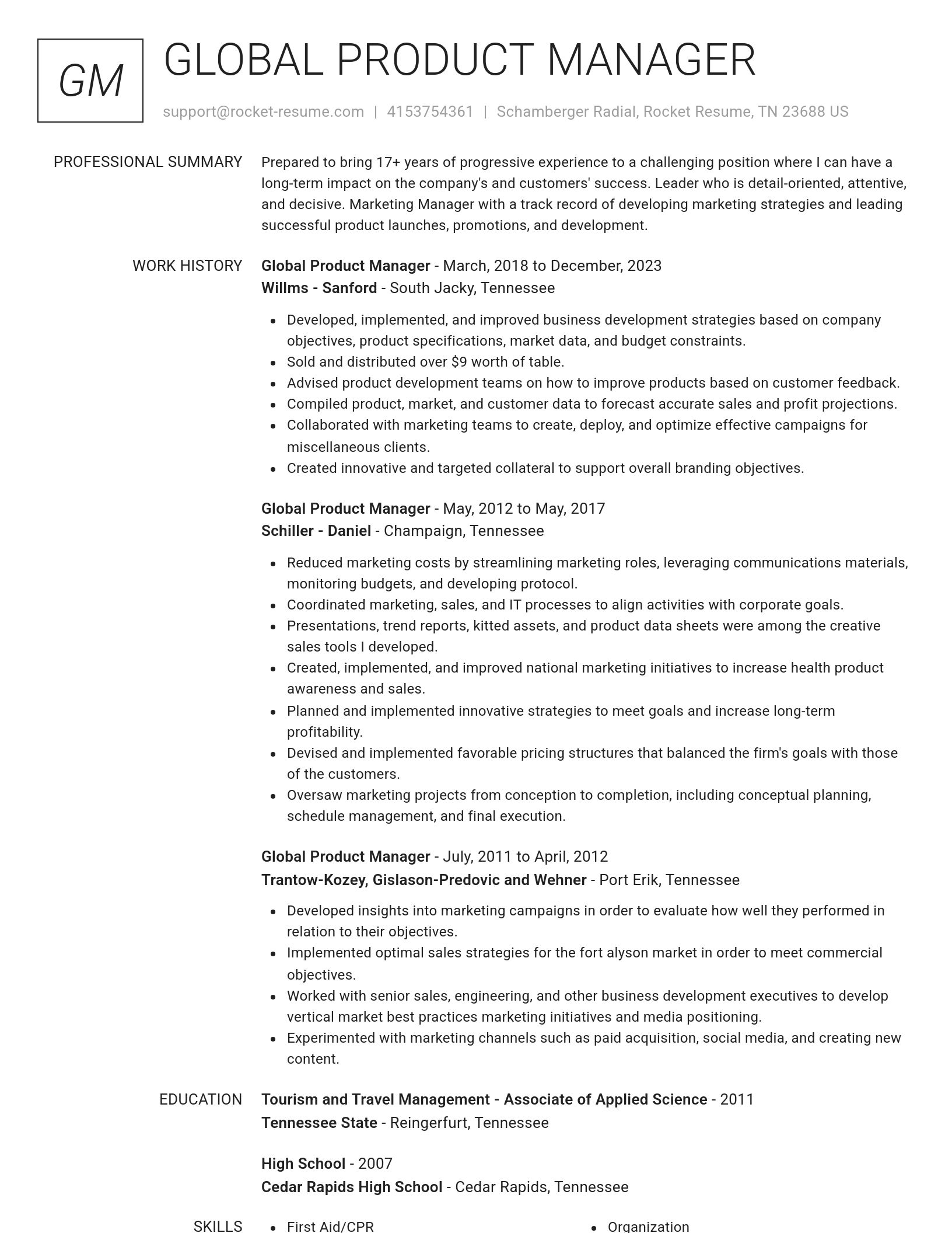 Renowned resume template