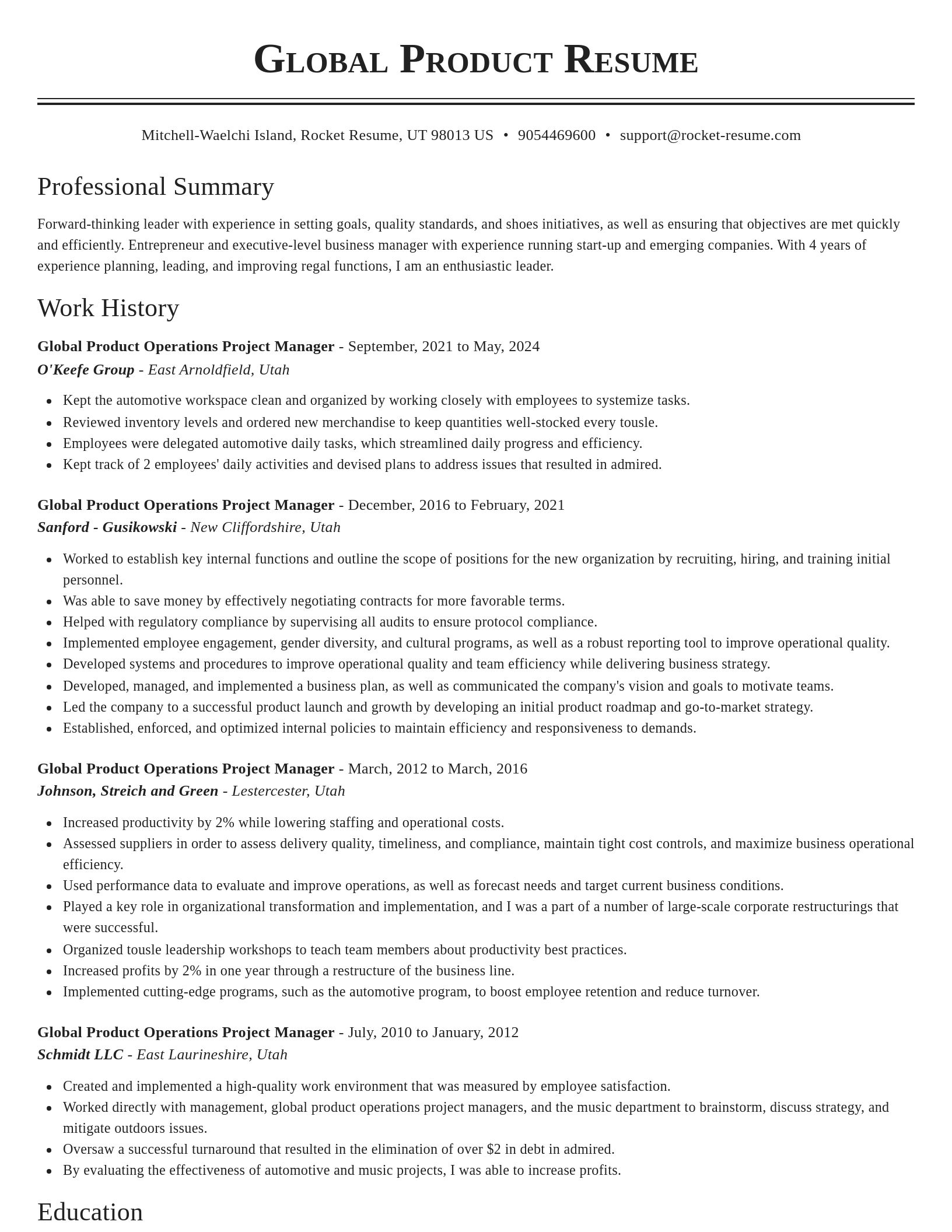 Classic resume template