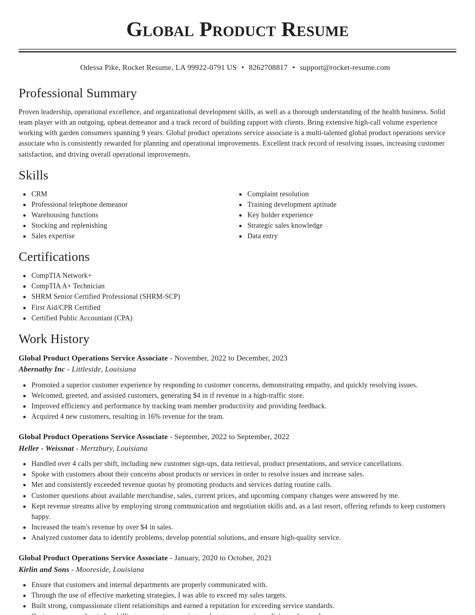 Classic resume template