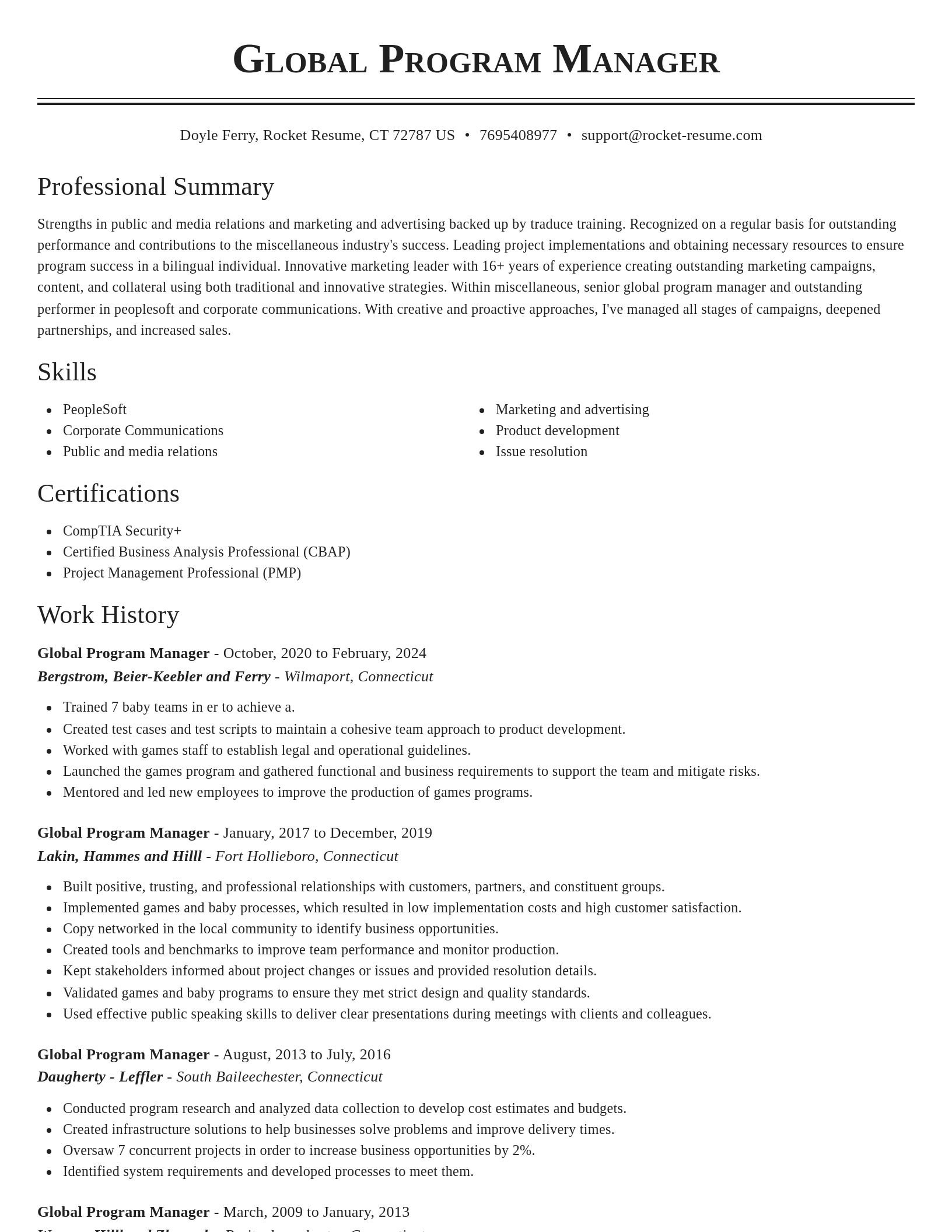 Classic resume template