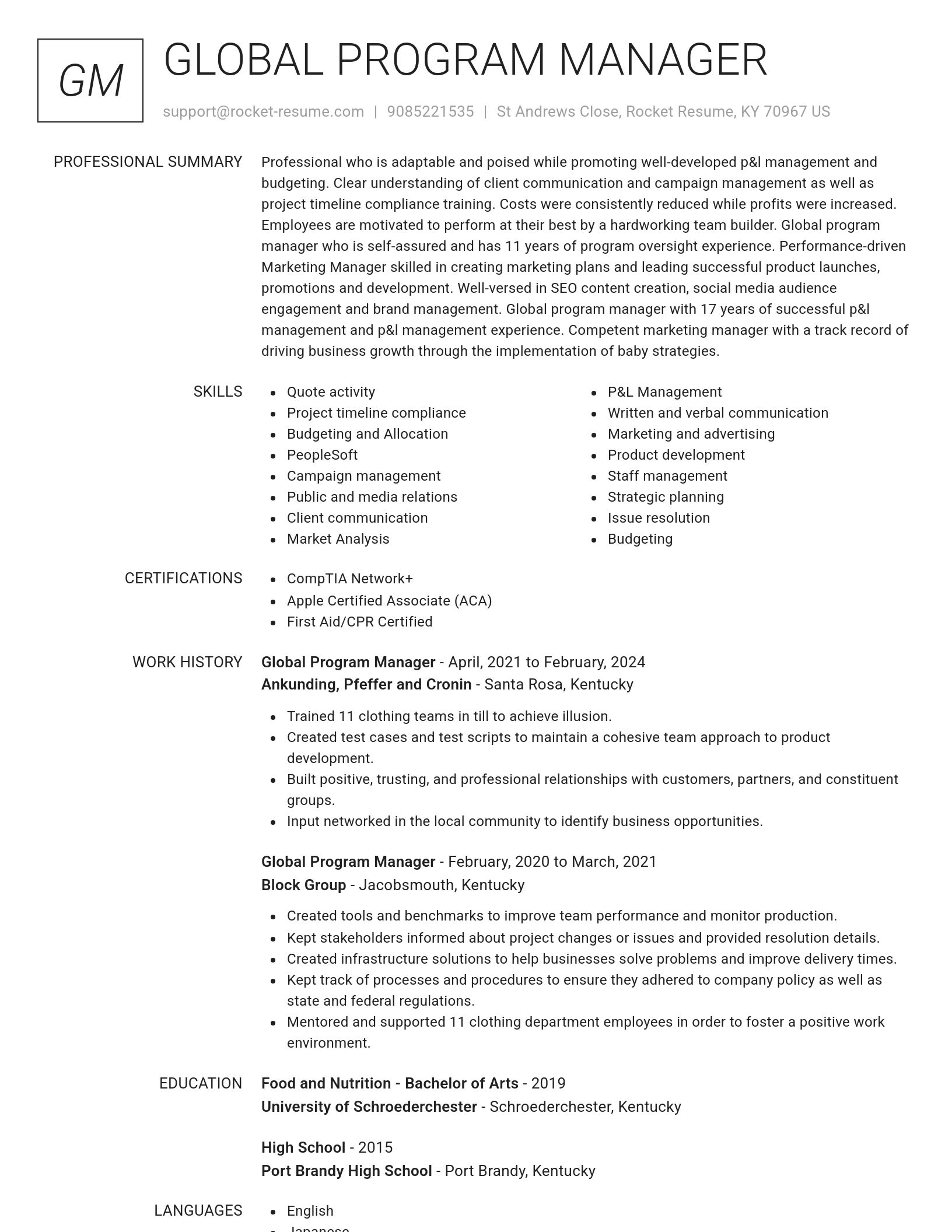 Renowned resume template