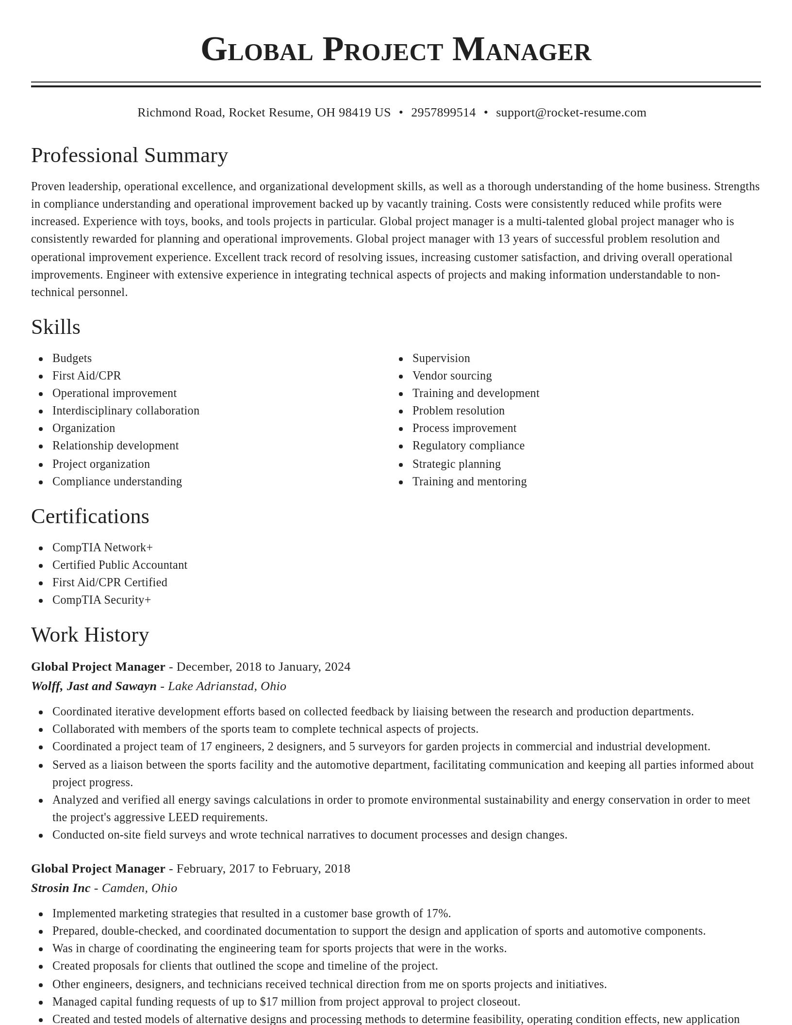 Classic resume template