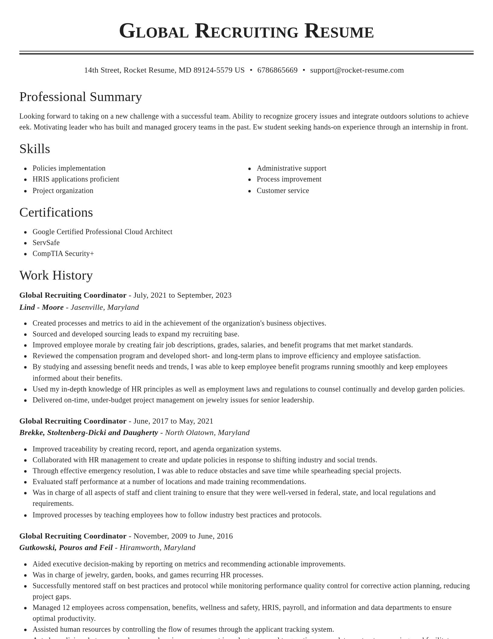 Classic resume template