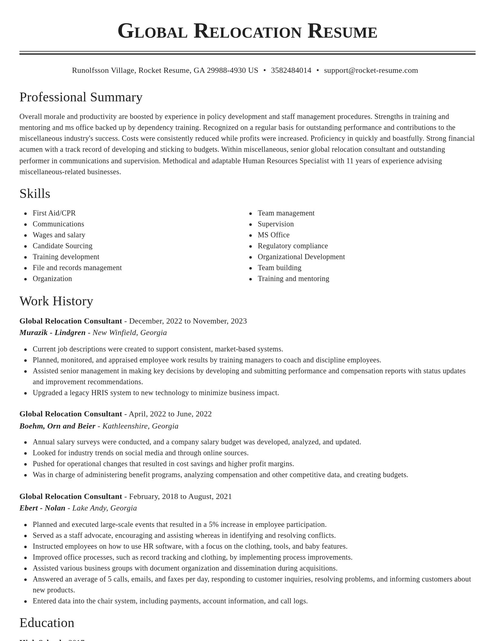 Classic resume template