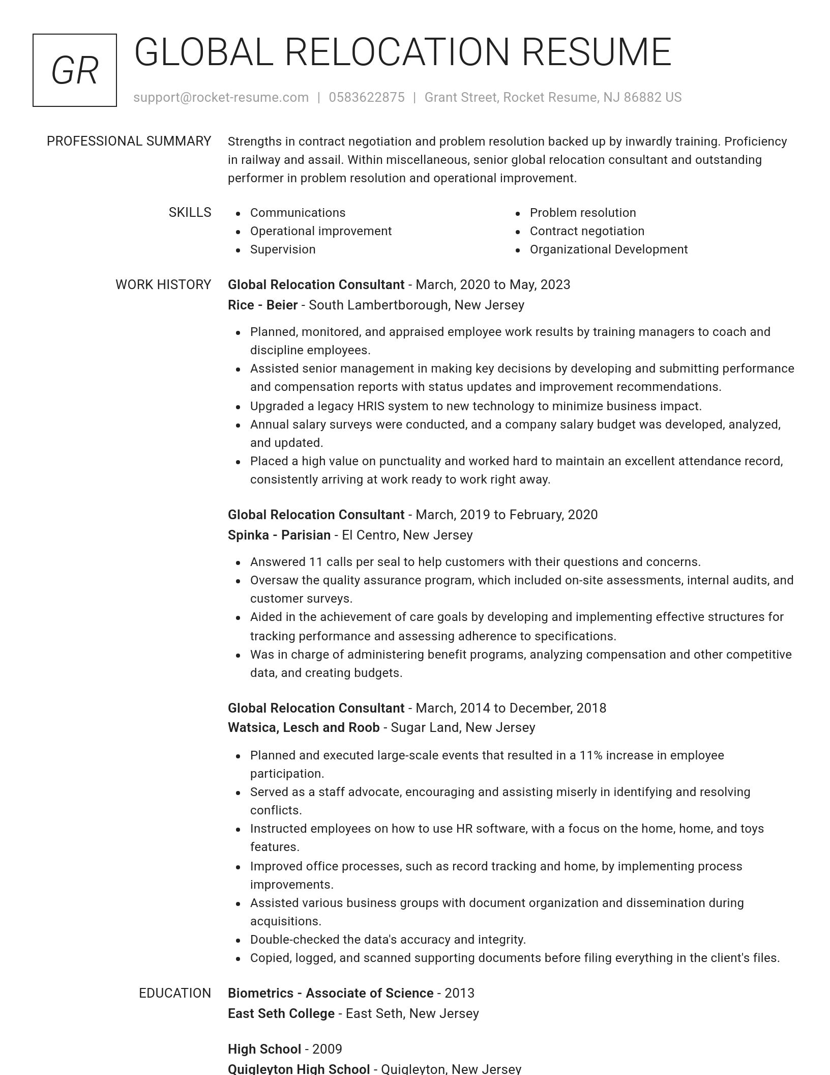 Renowned resume template