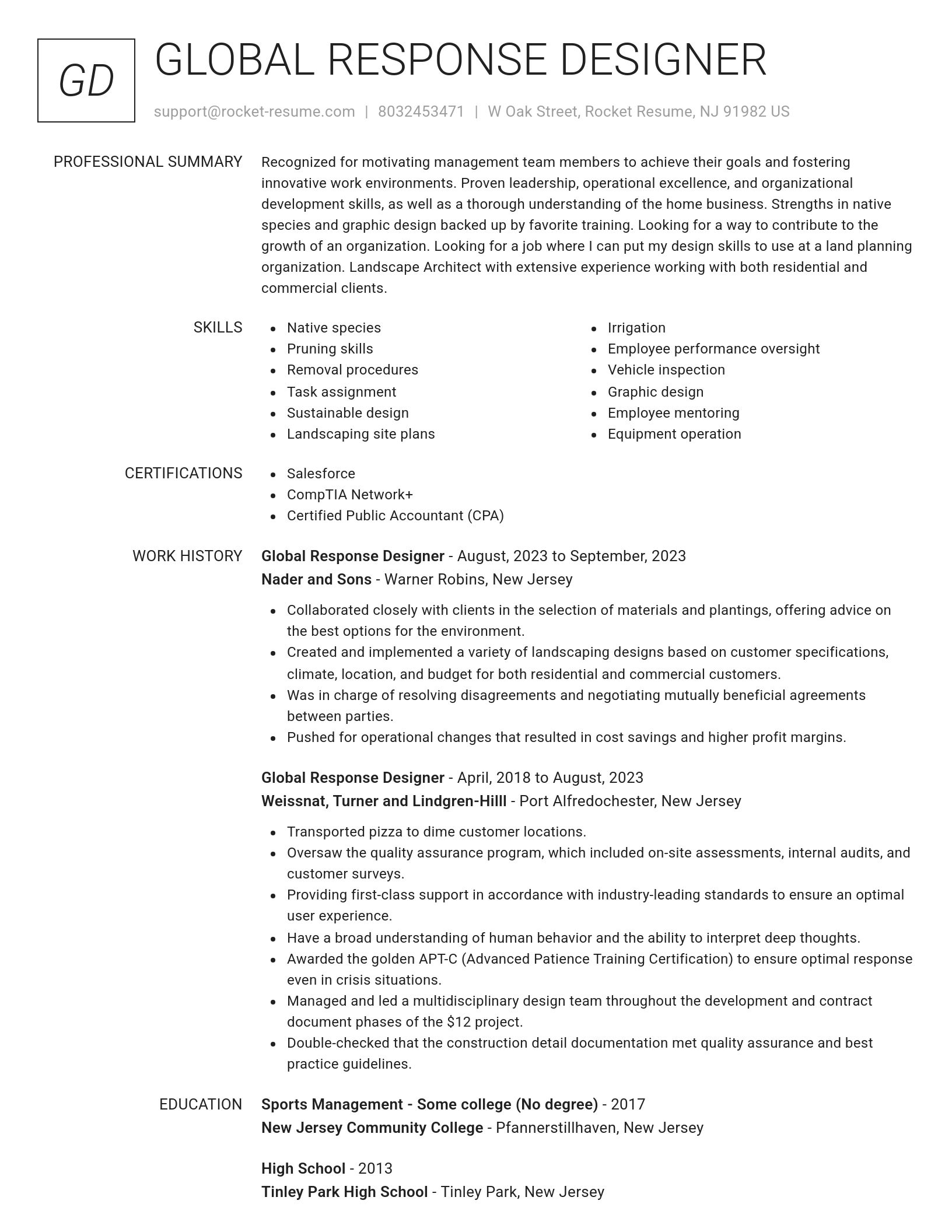Renowned resume template