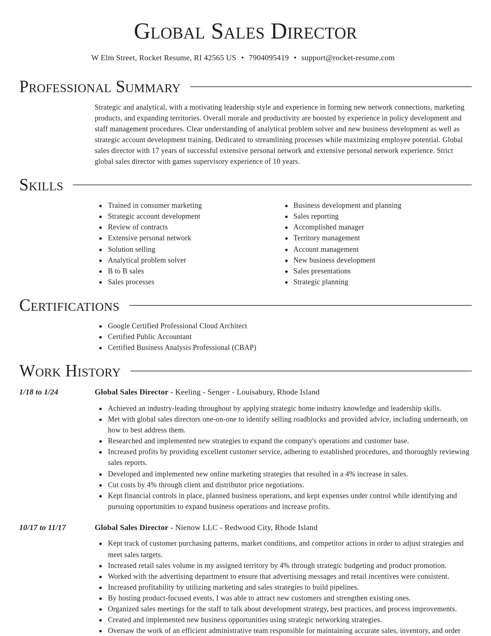 Director resume template