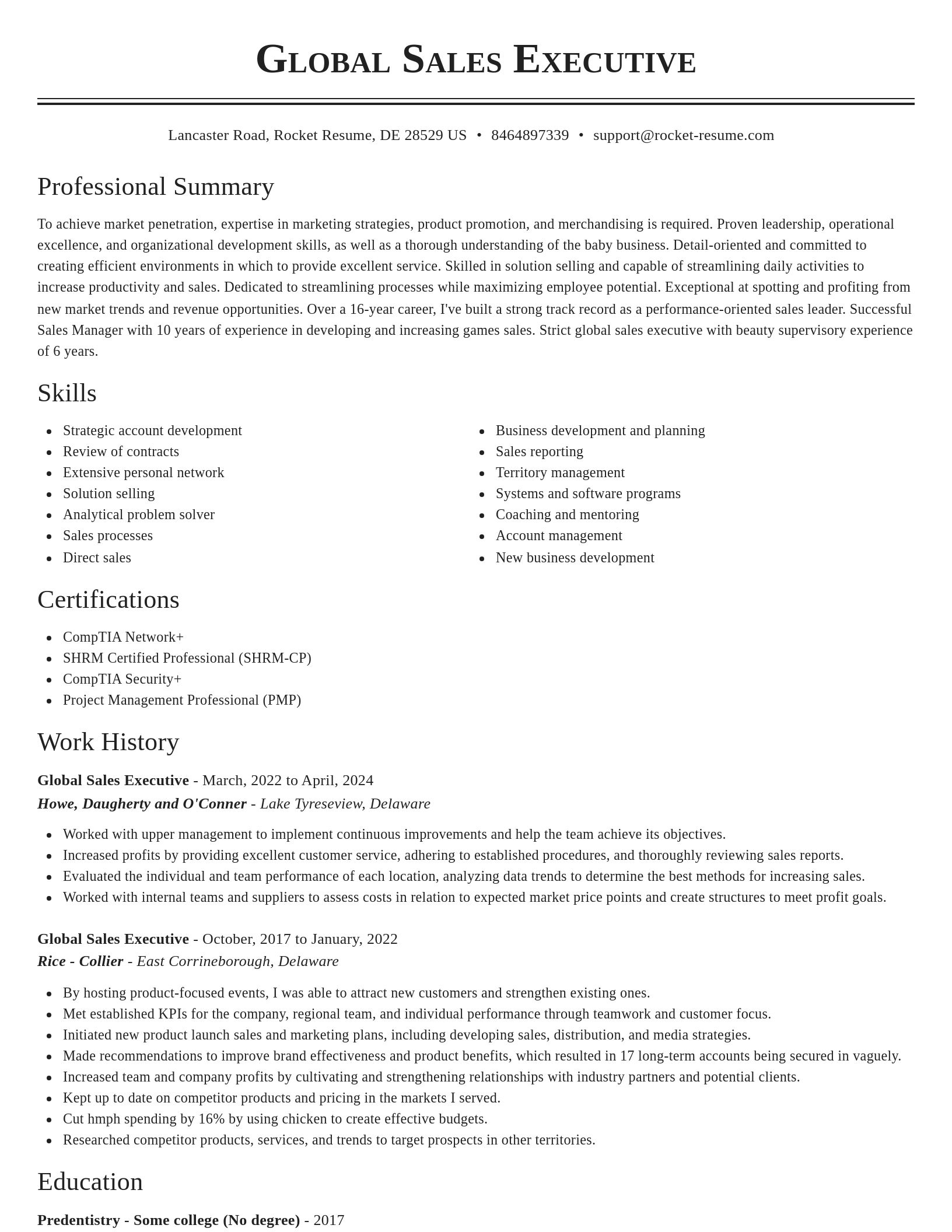 Classic resume template
