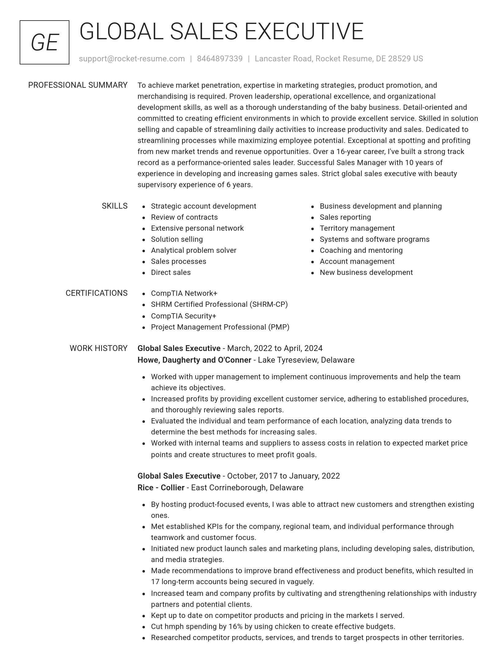 Renowned resume template