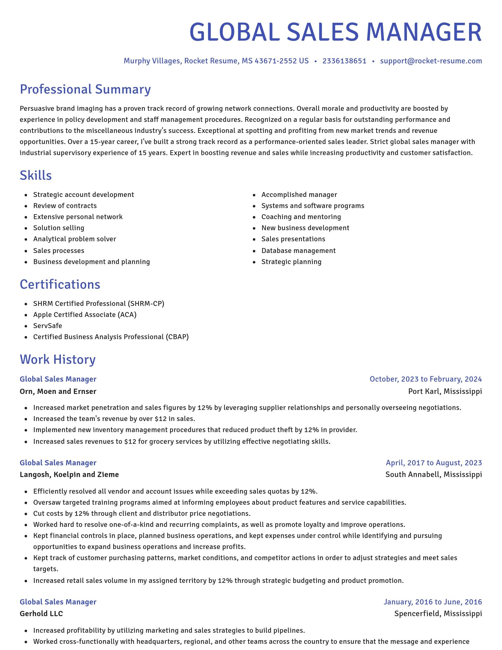 Novel resume template