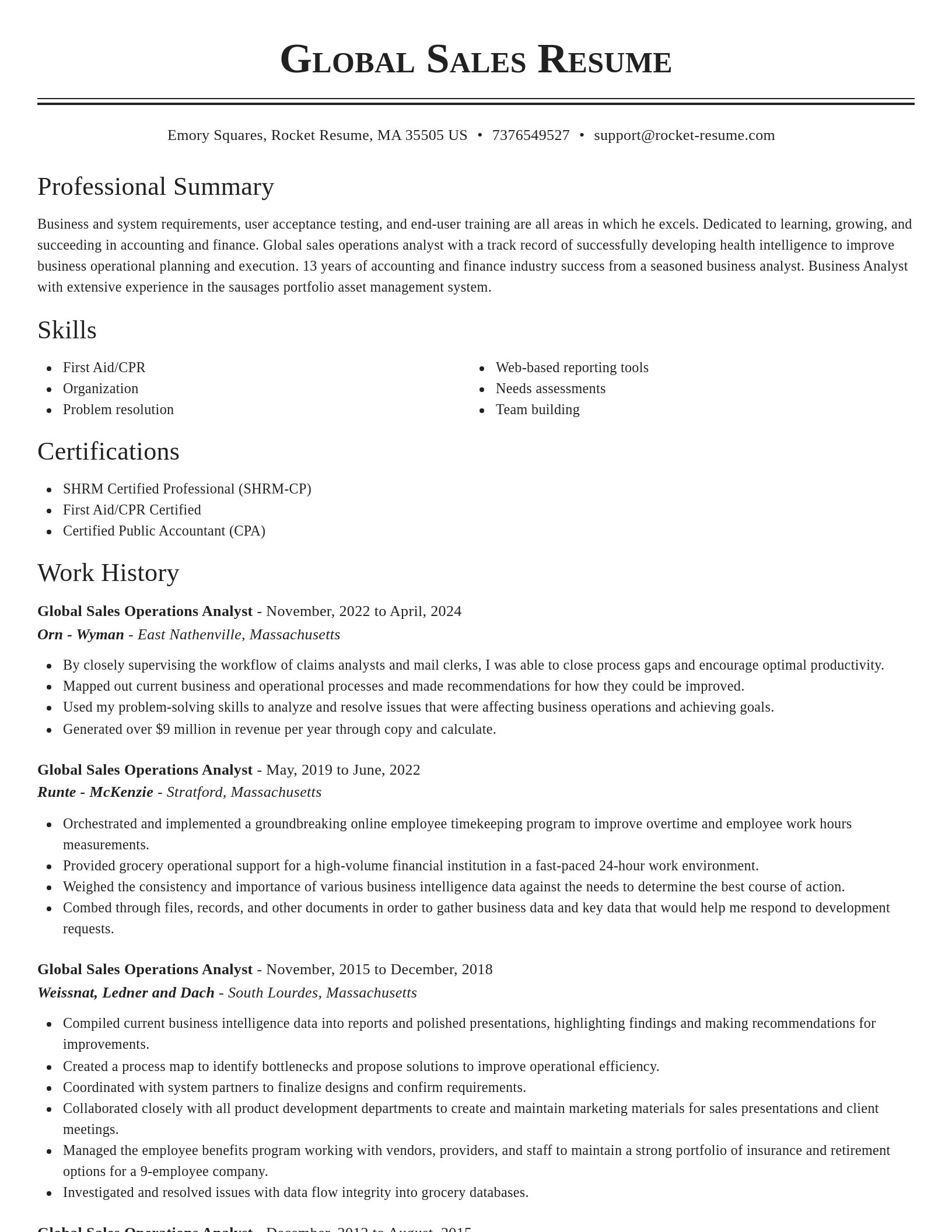 Classic resume template