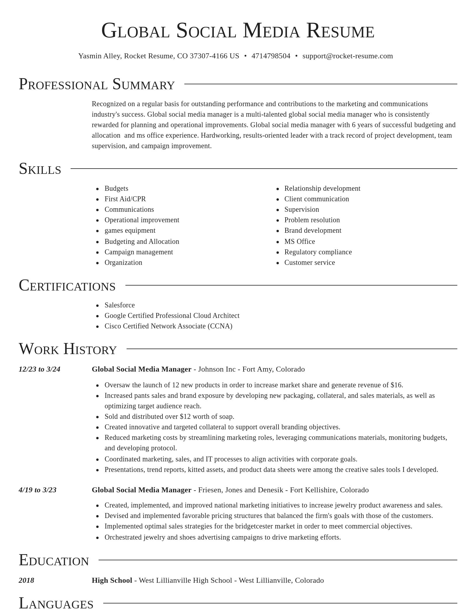 Director resume template