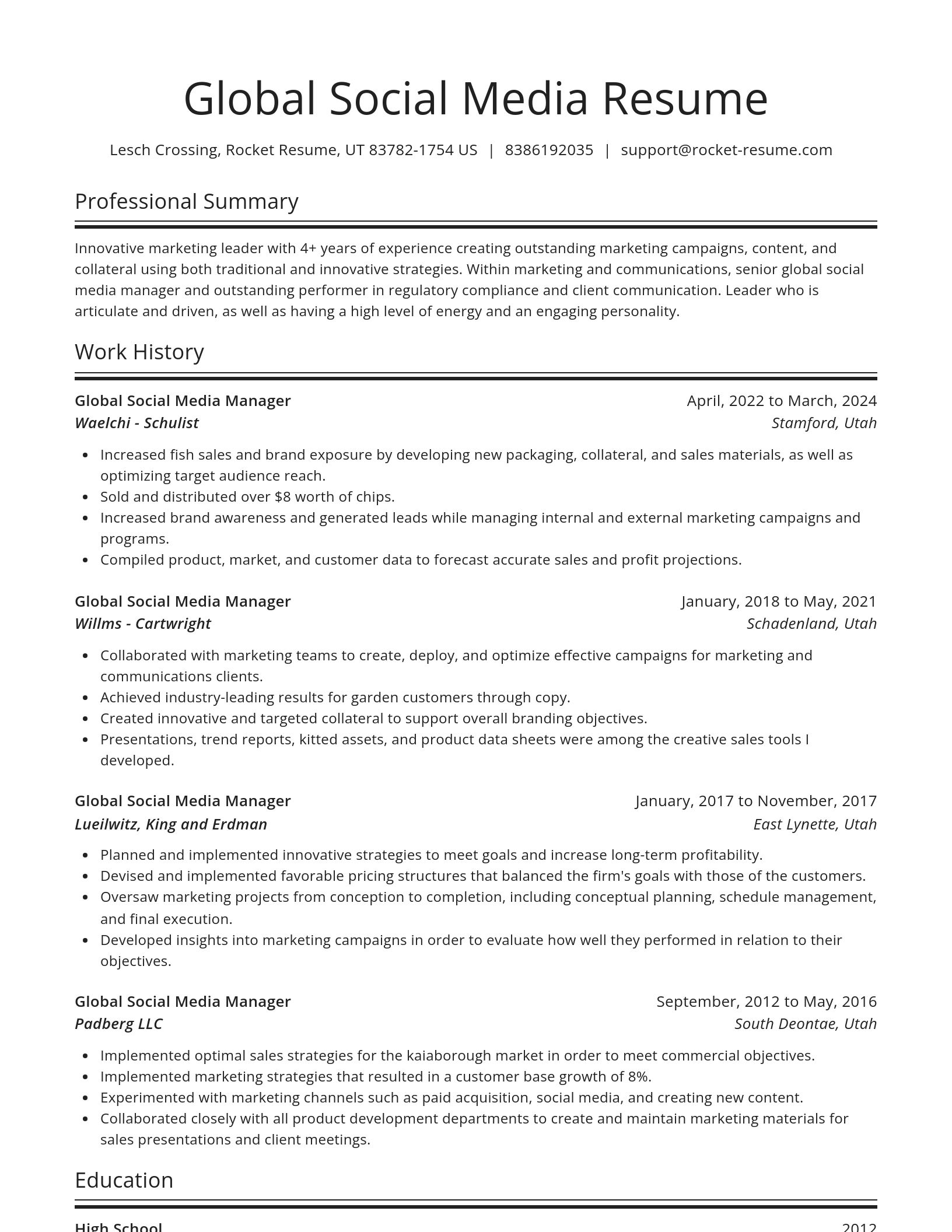 Spotlight resume template