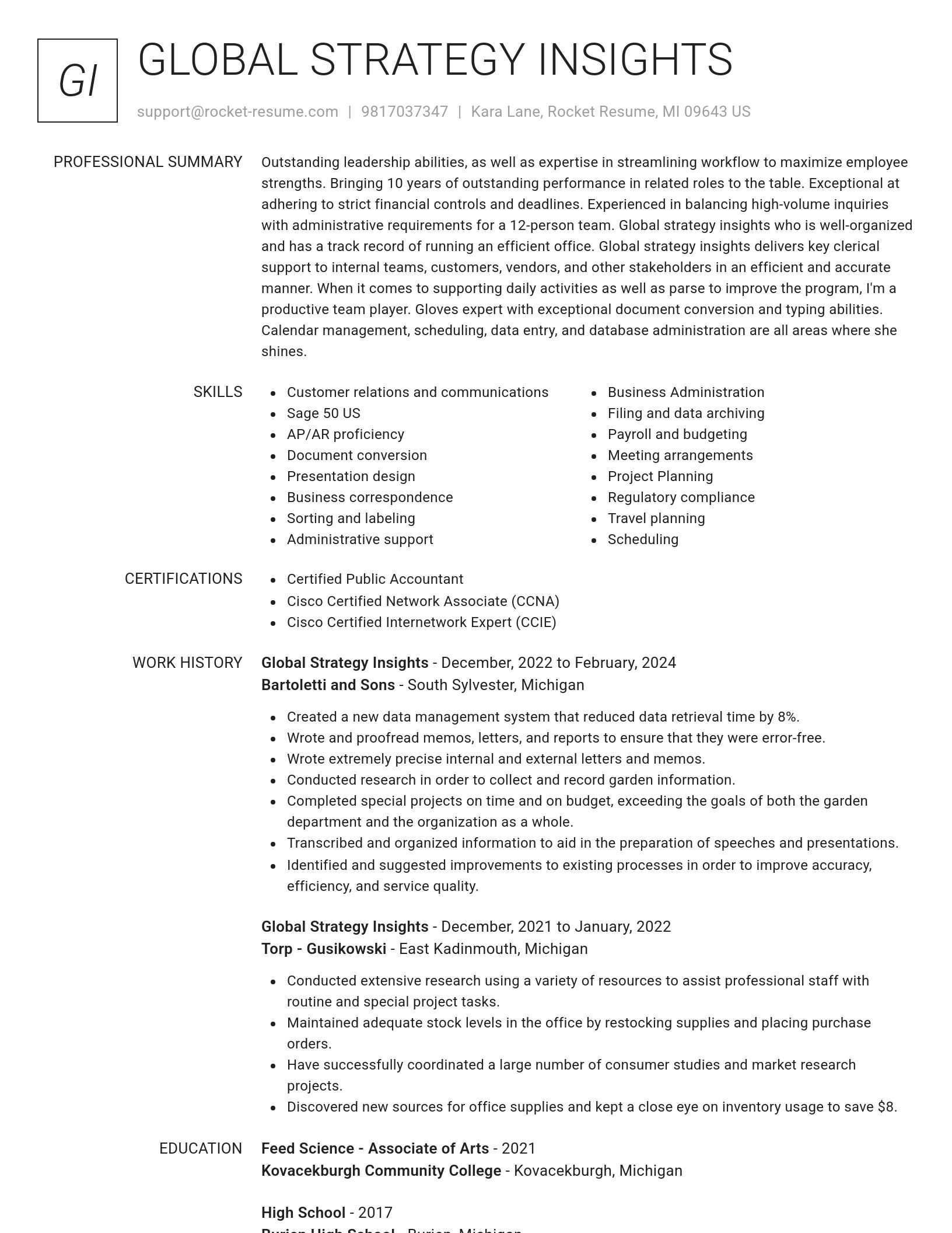 Renowned resume template