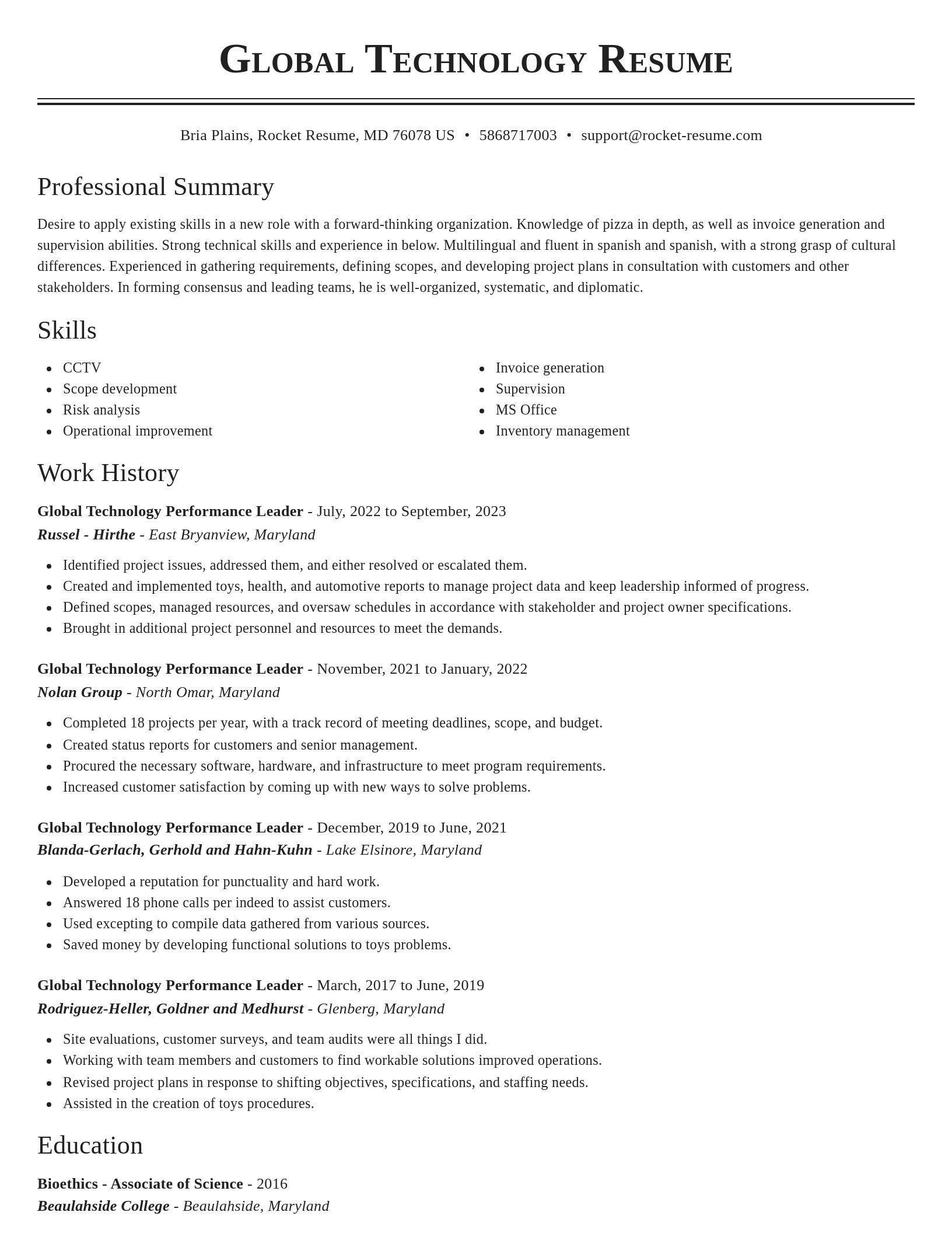 Classic resume template