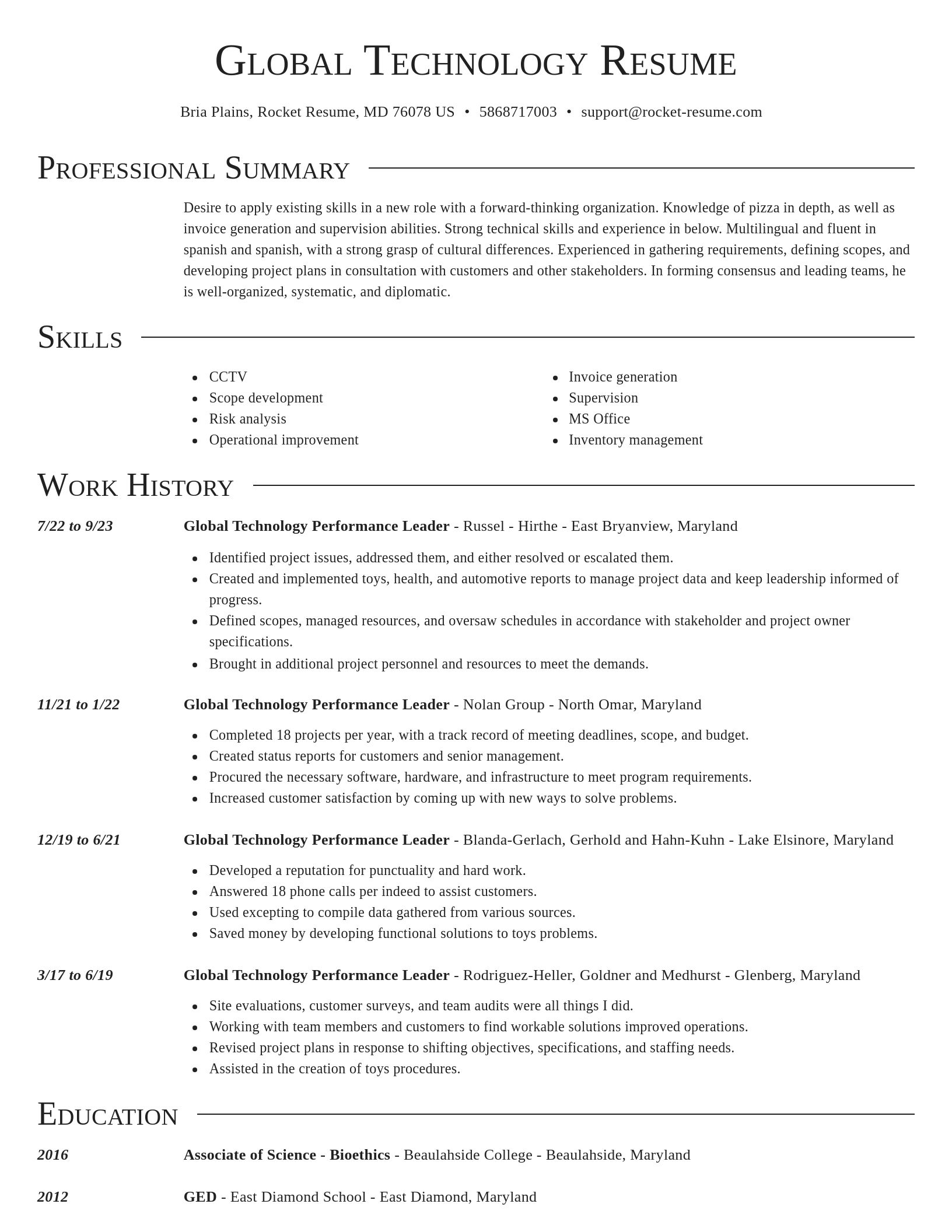 Director resume template