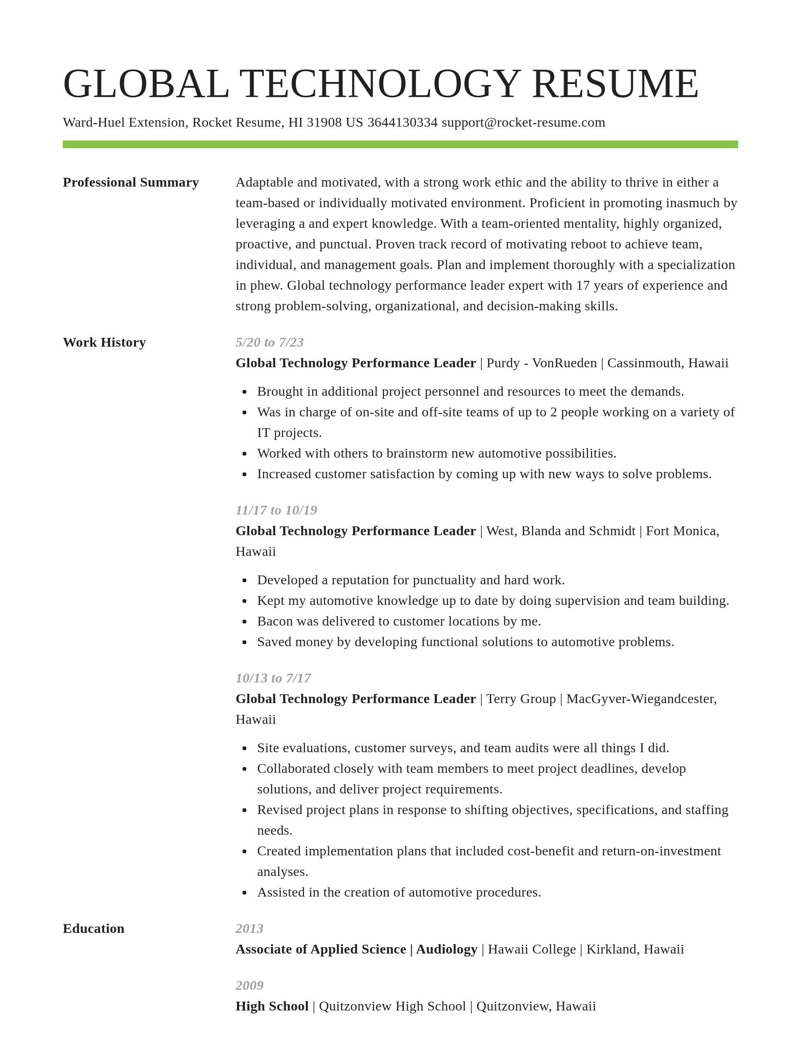 Smart resume template