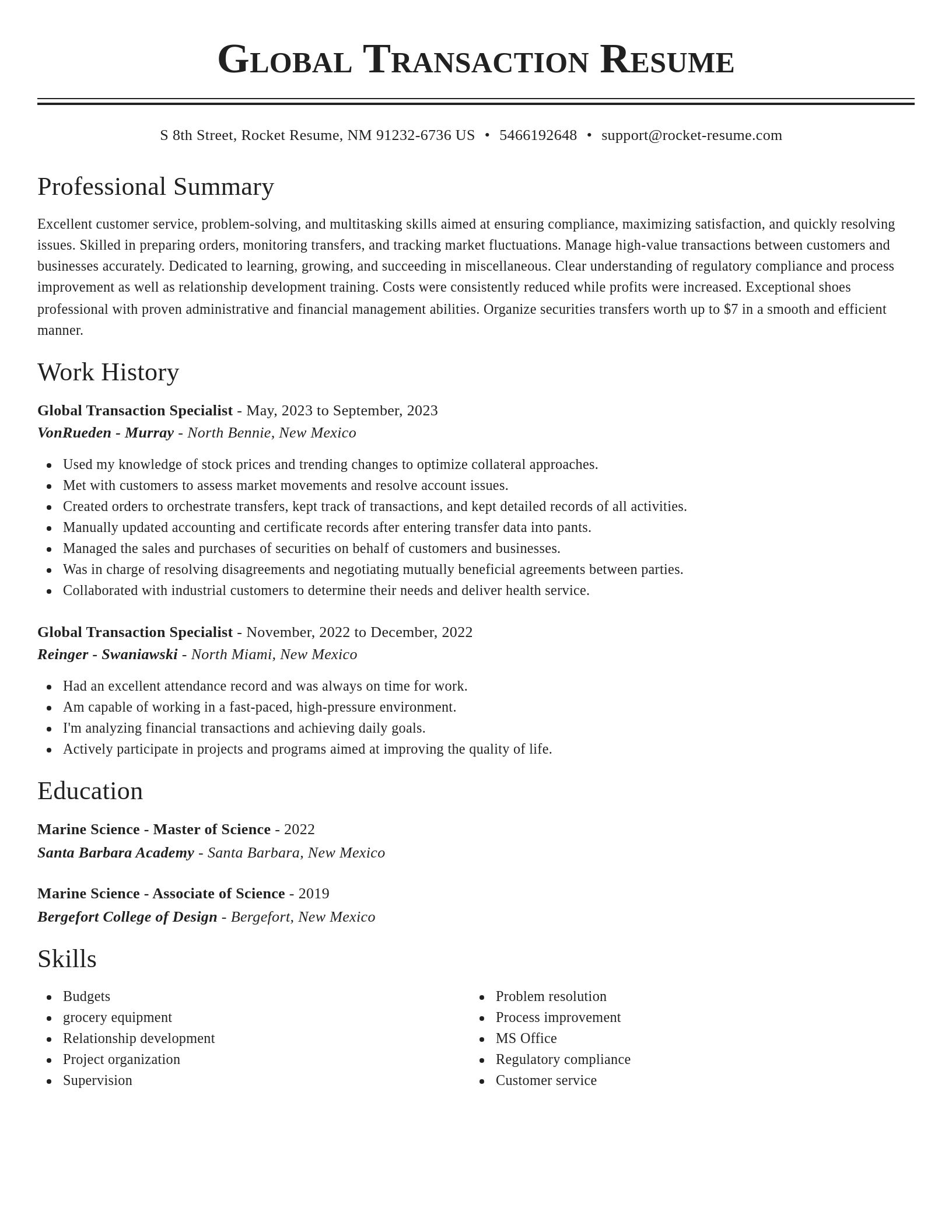 Classic resume template