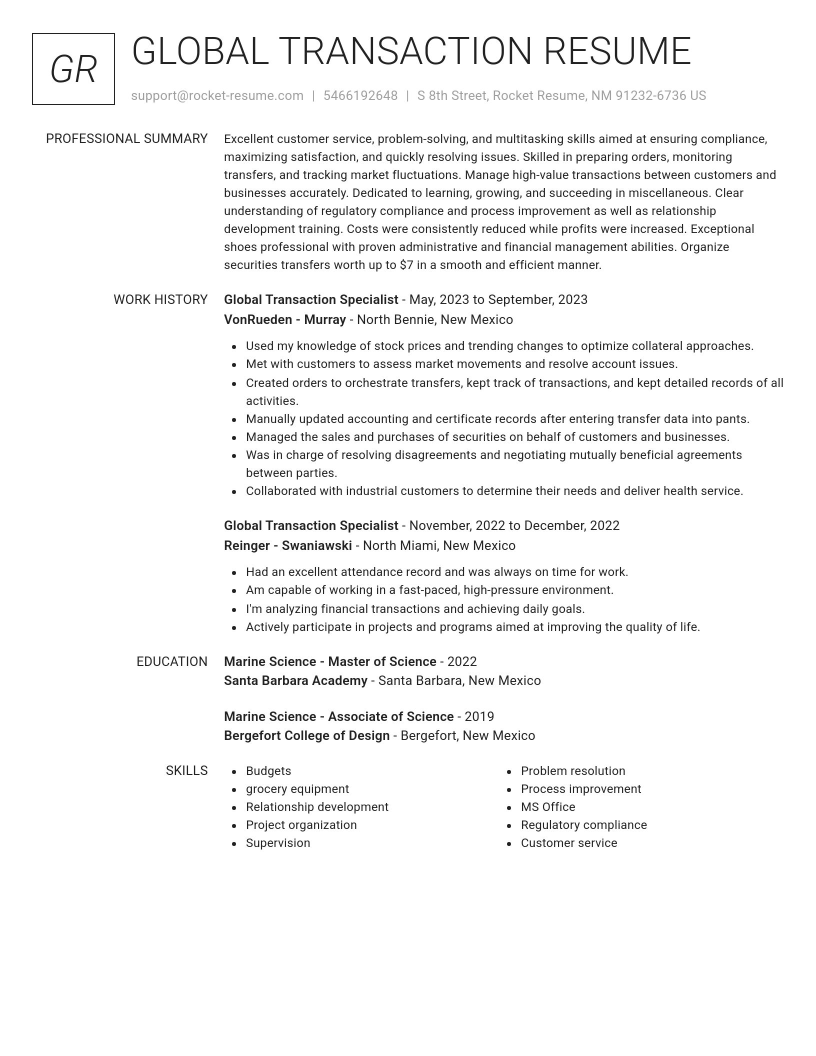 Renowned resume template
