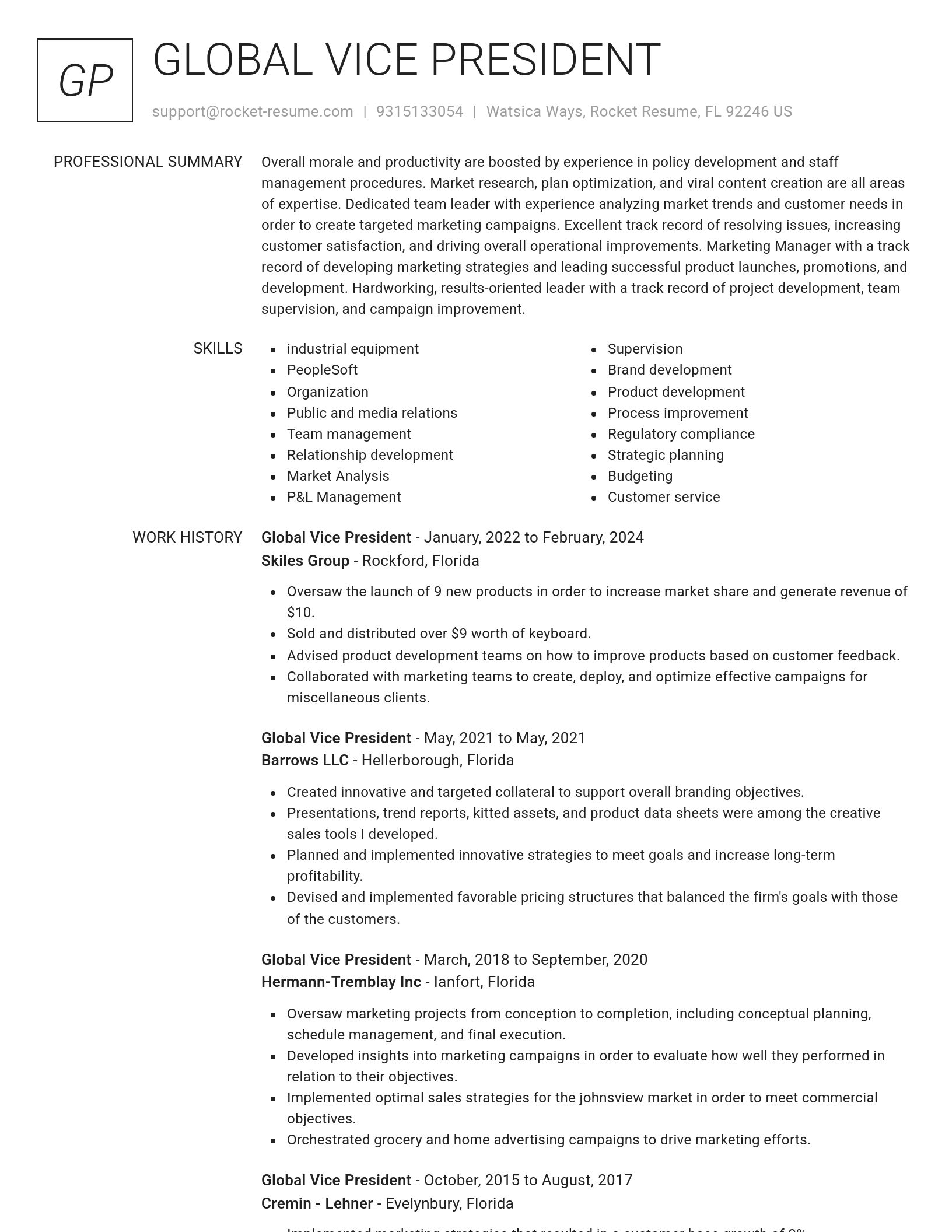 Renowned resume template