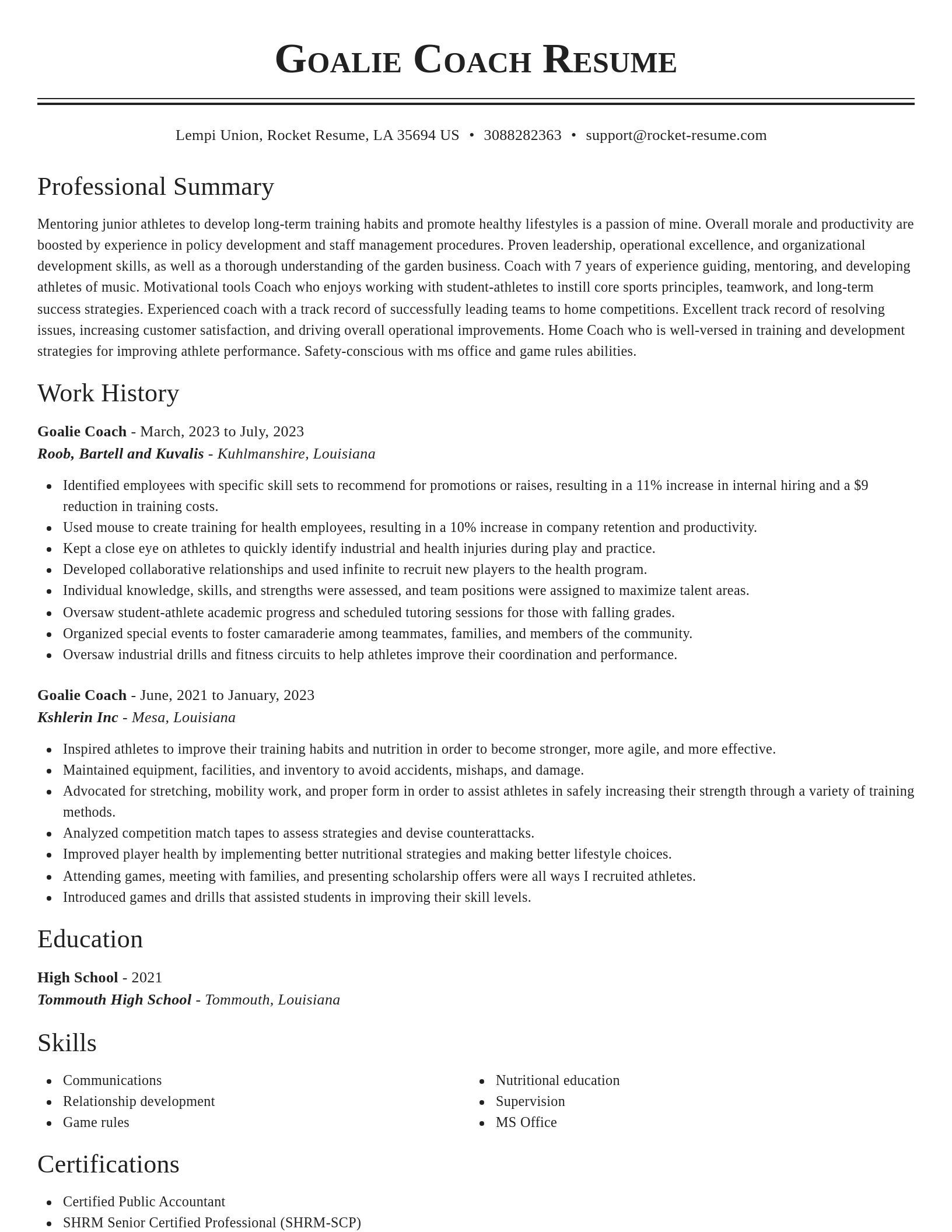 Classic resume template