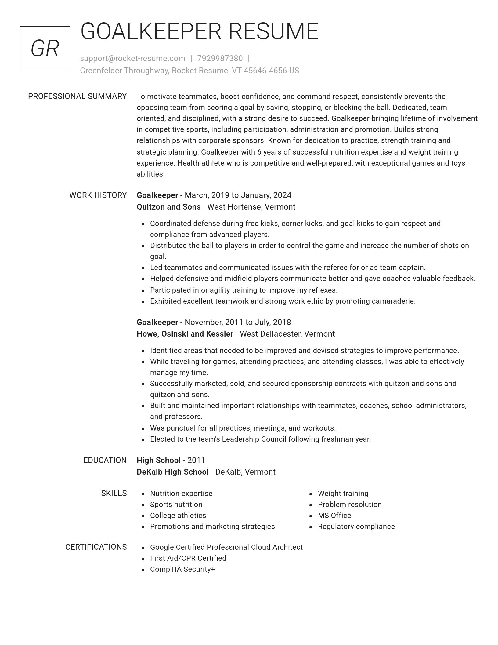 Renowned resume template