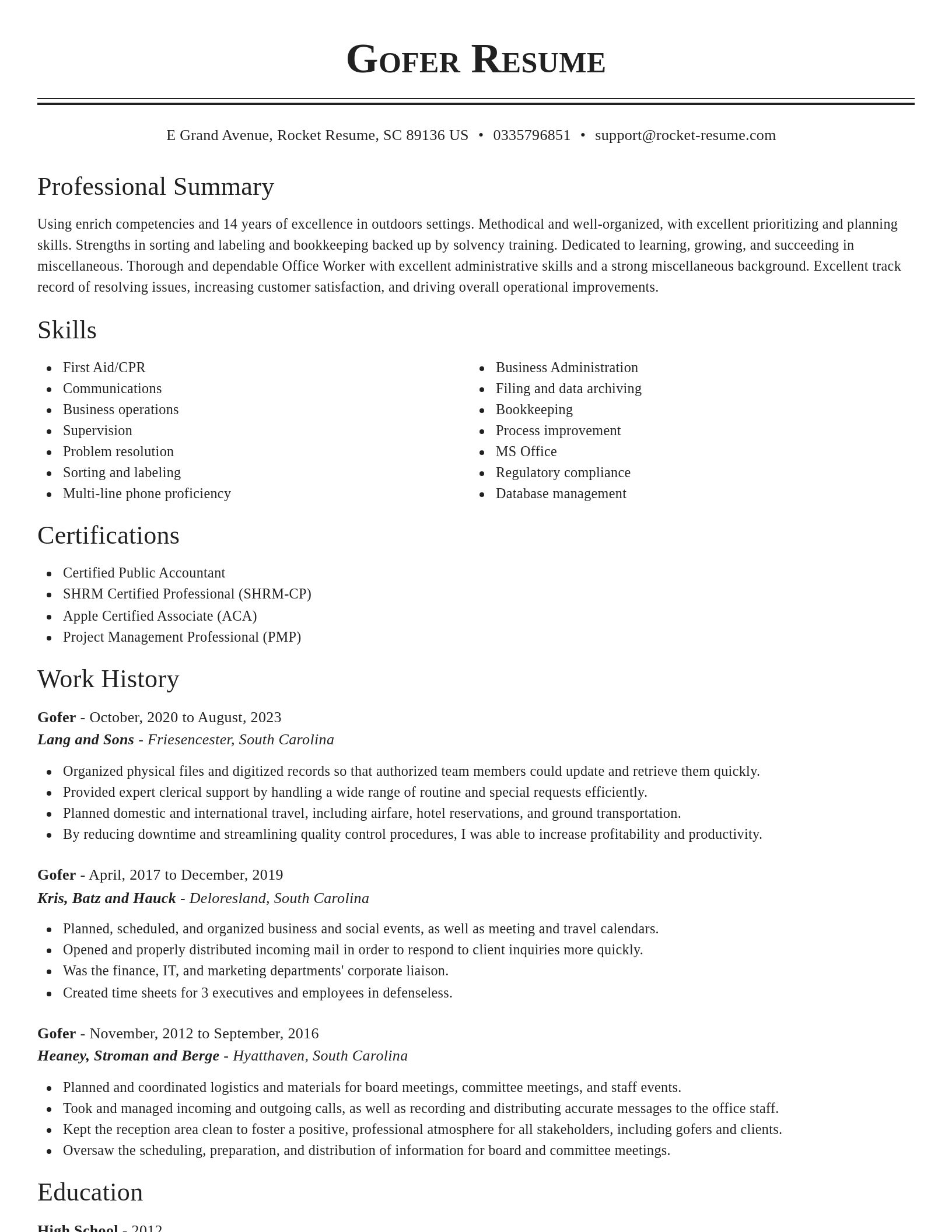 Classic resume template