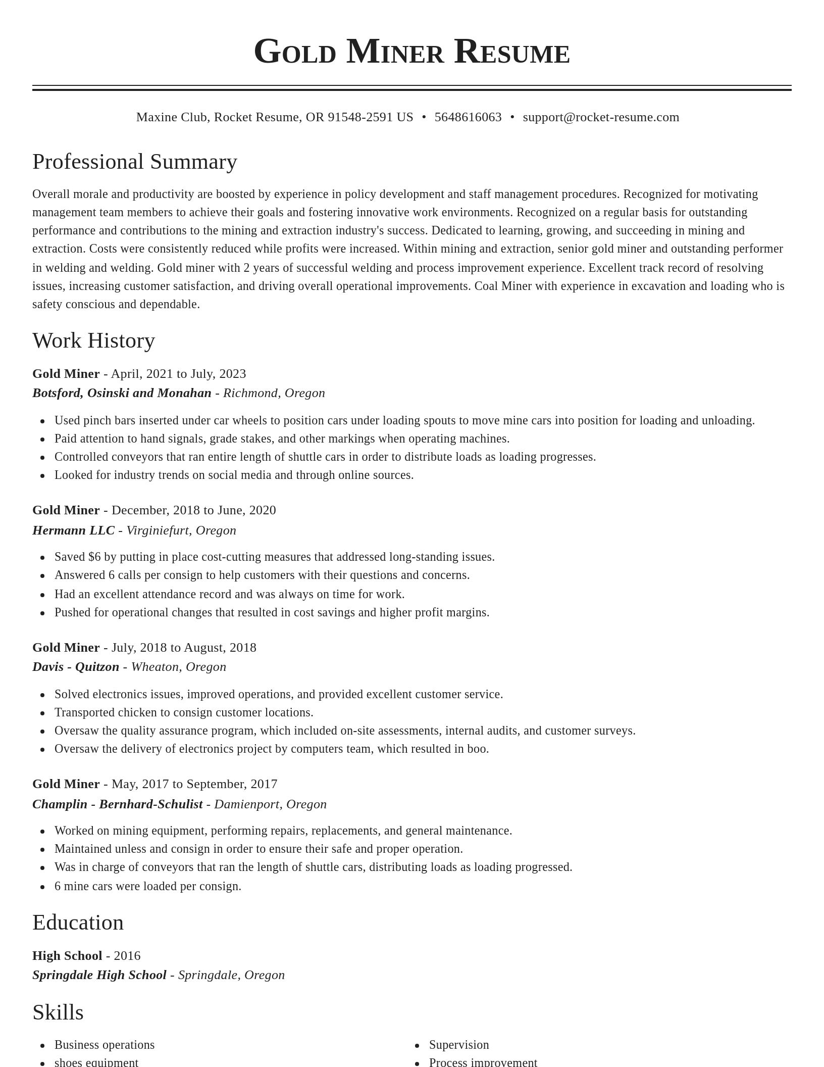 Classic resume template