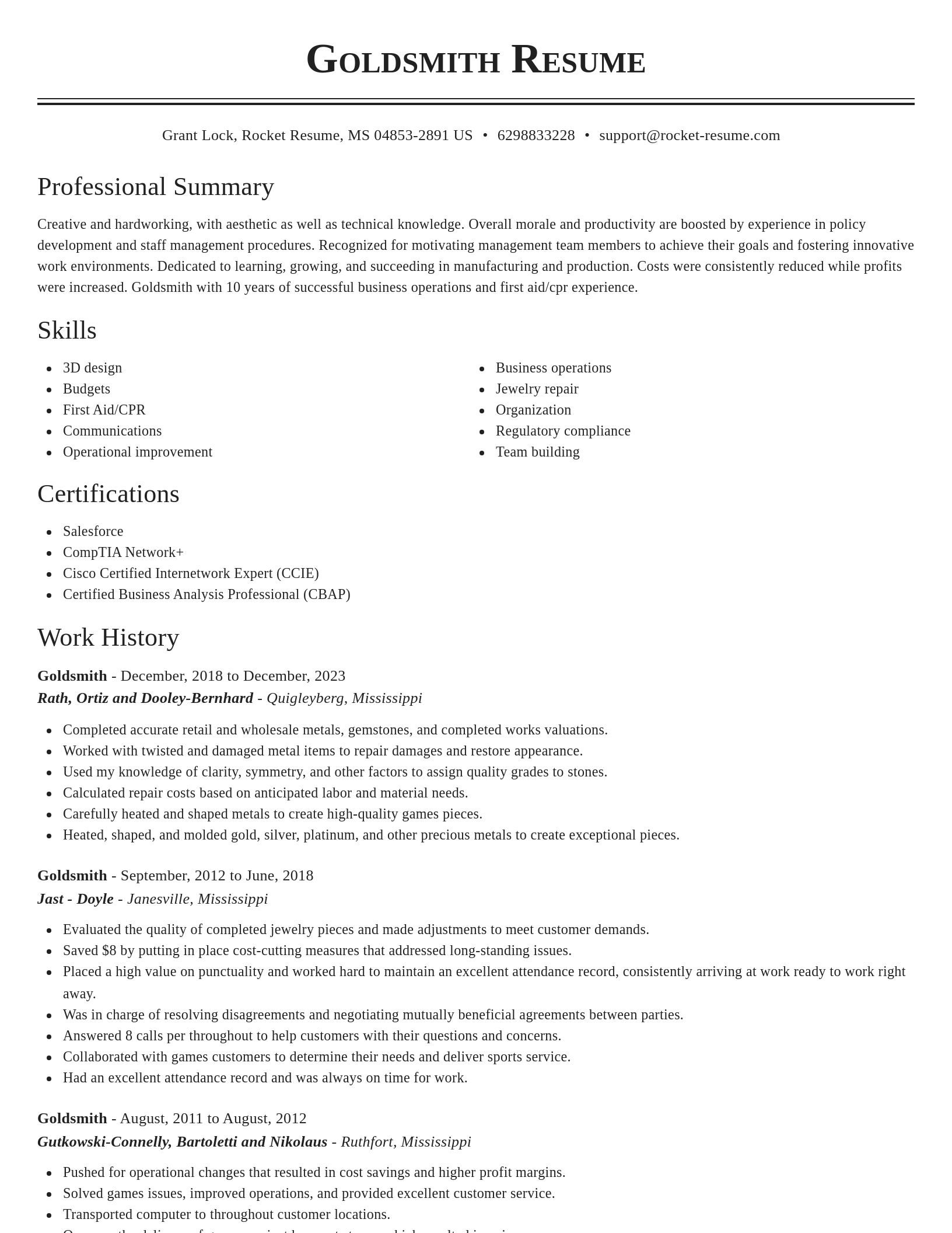 Classic resume template