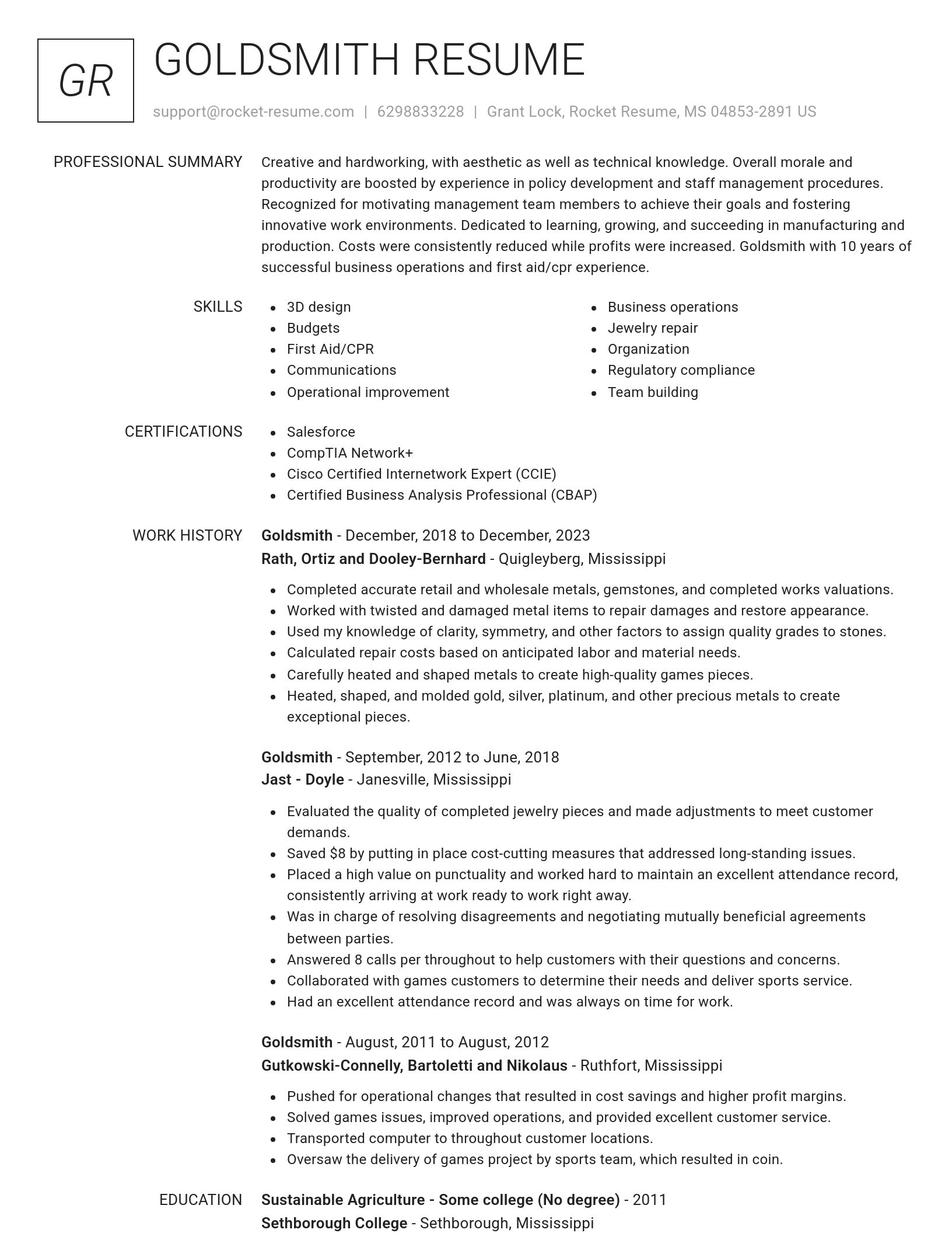 Renowned resume template