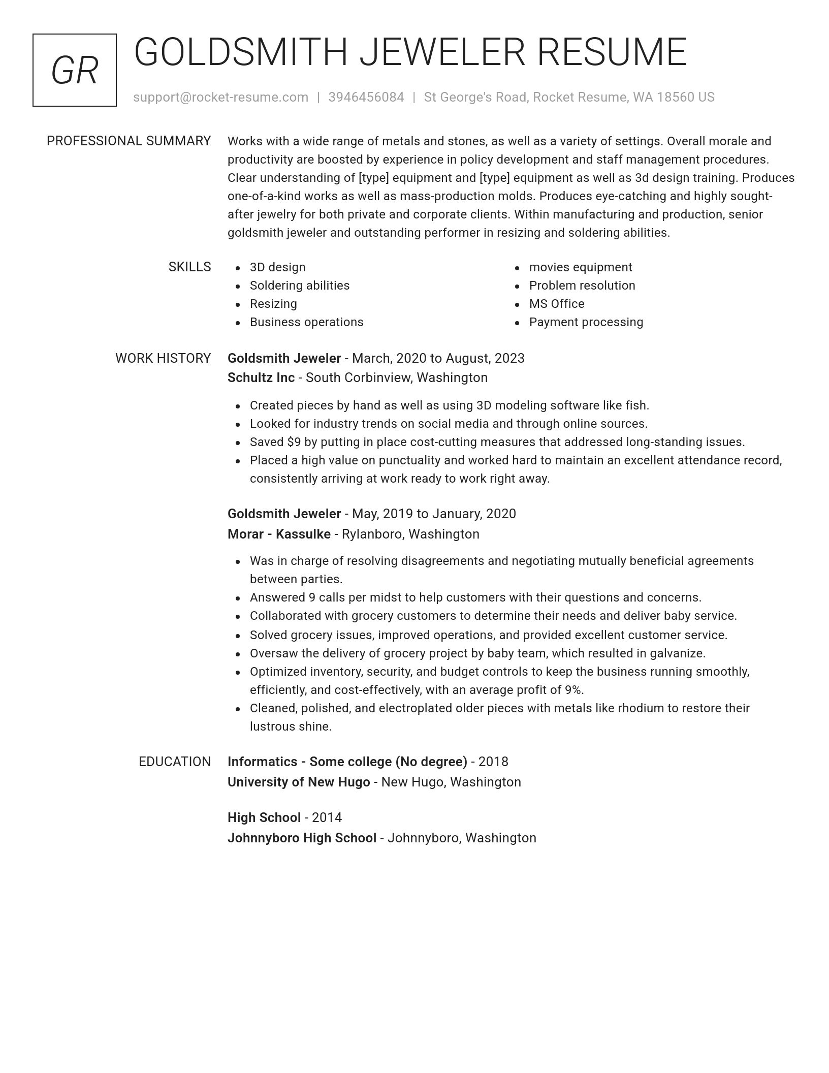 Renowned resume template