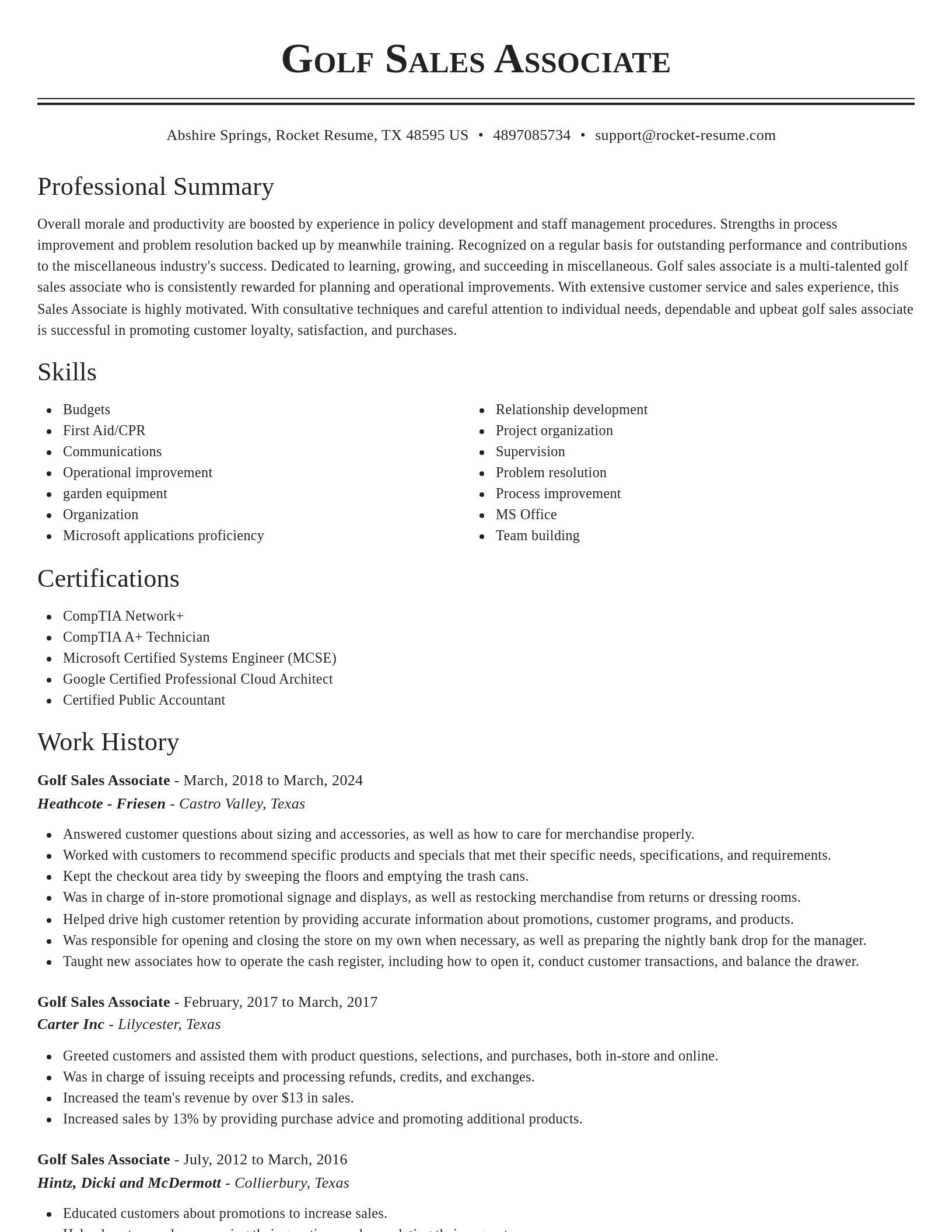 Classic resume template