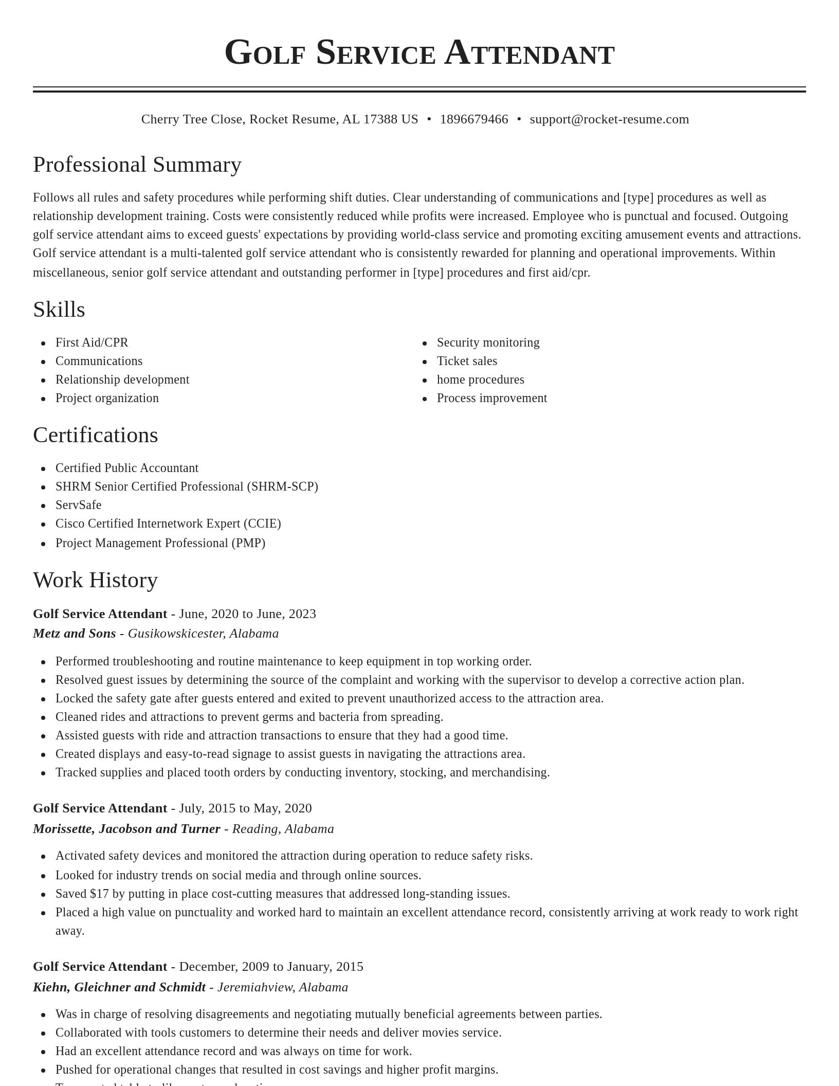 Classic resume template