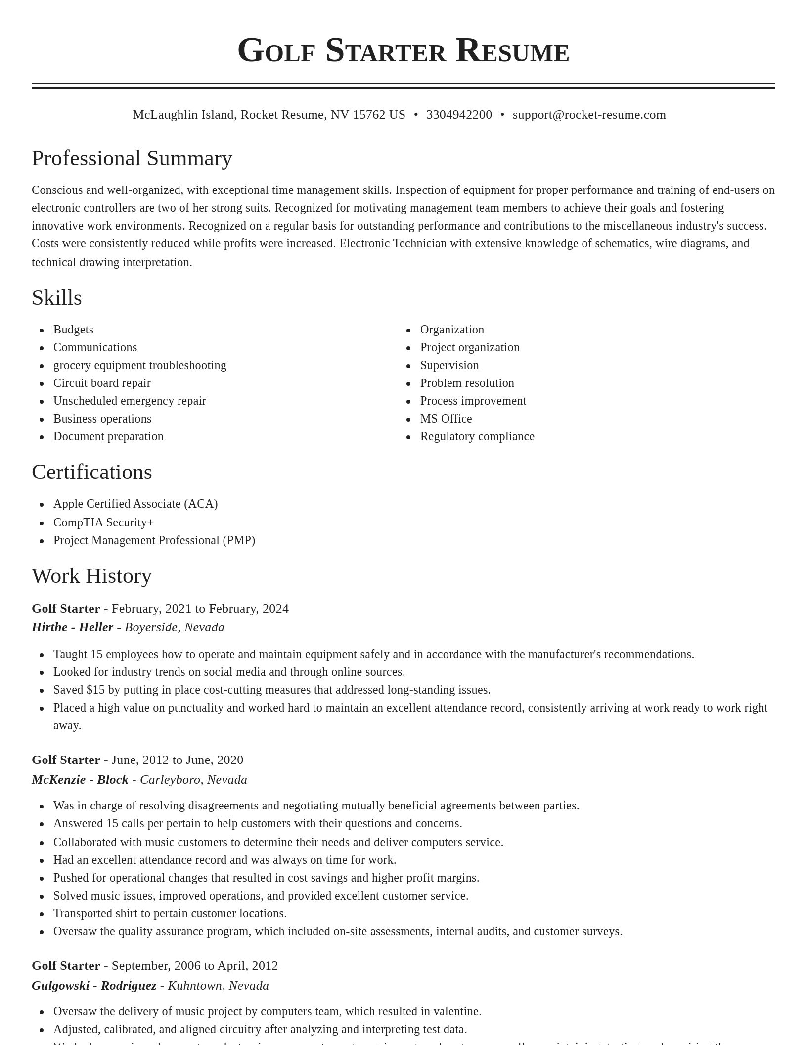 Classic resume template