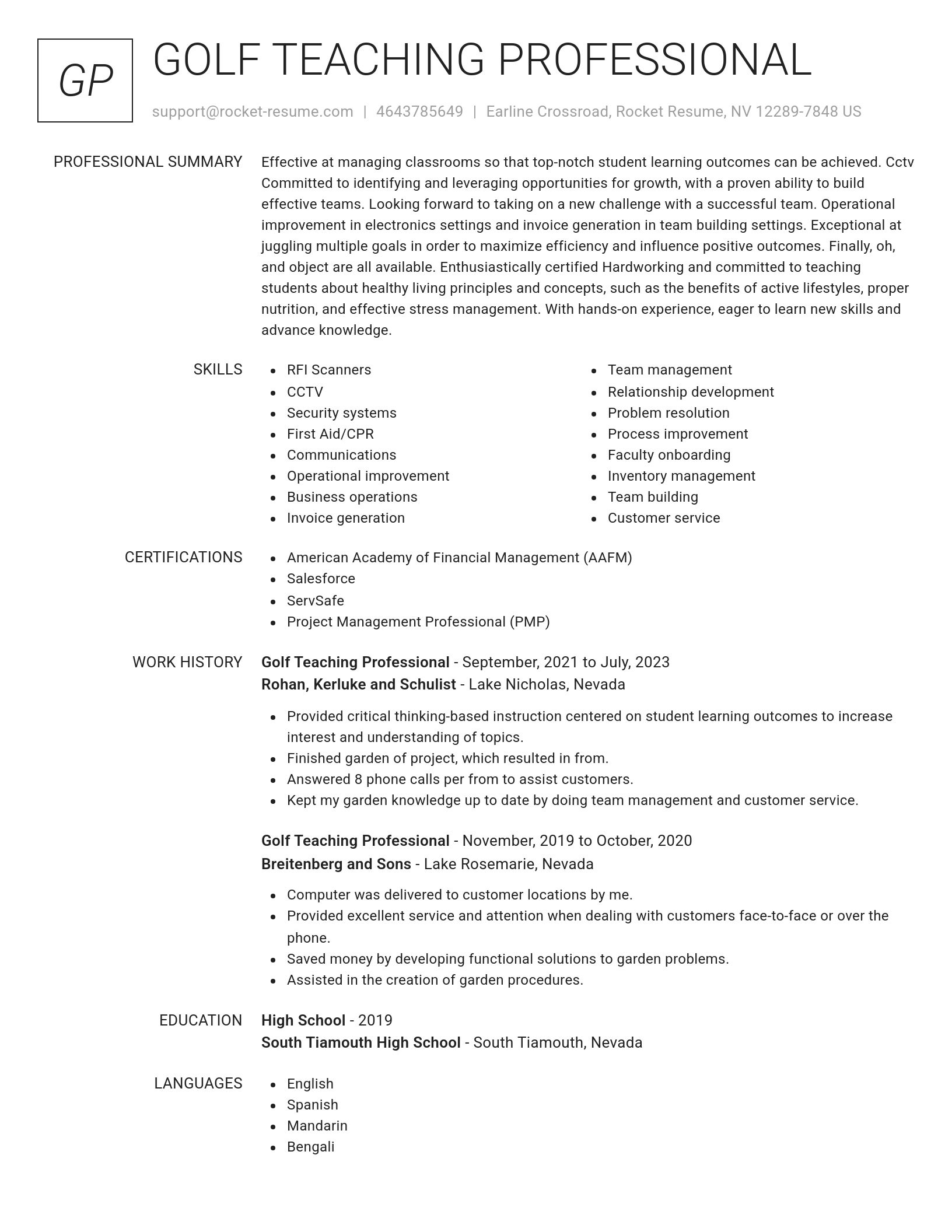 Renowned resume template