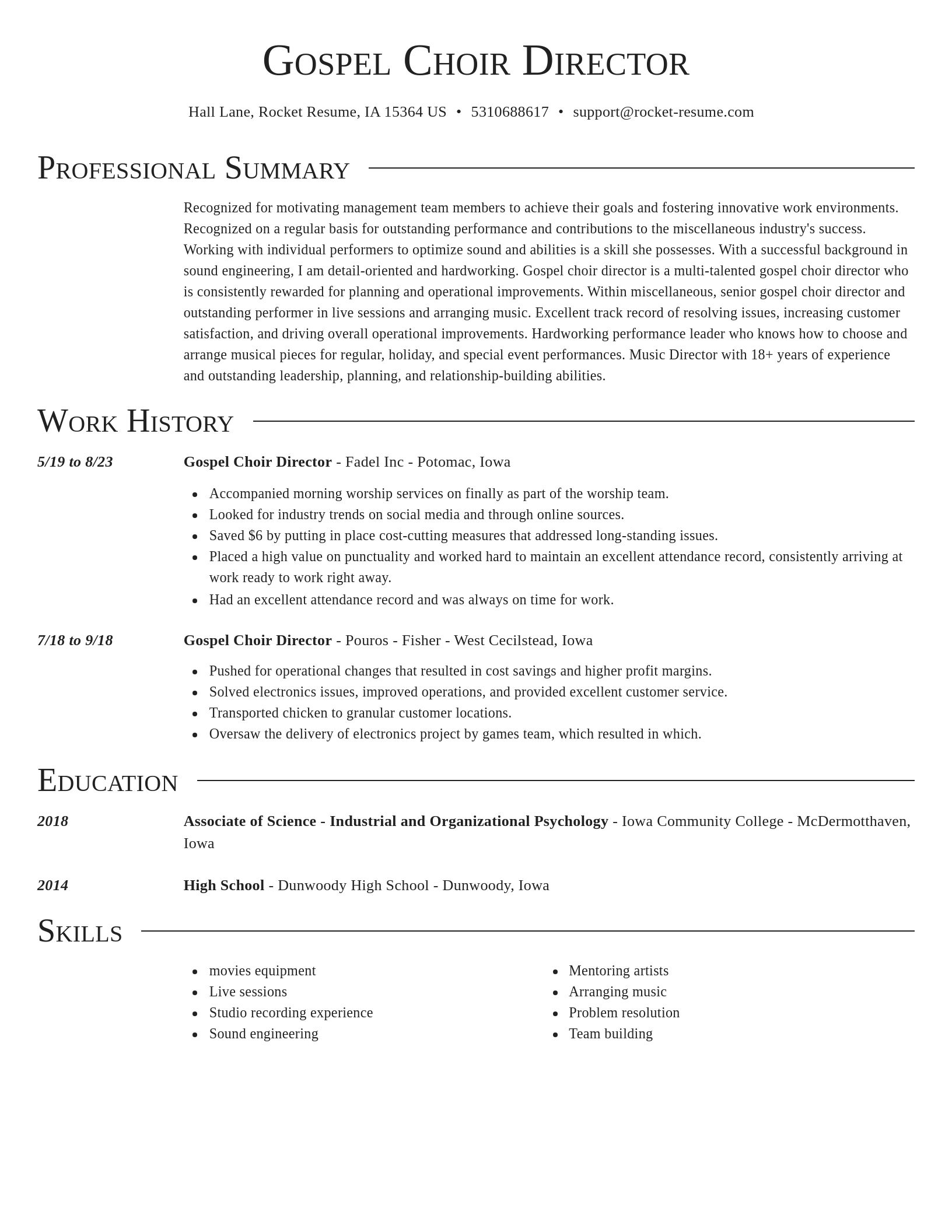 Director resume template