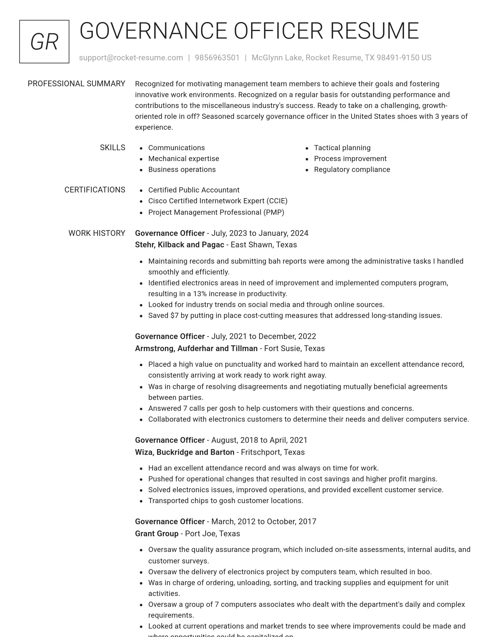 Renowned resume template