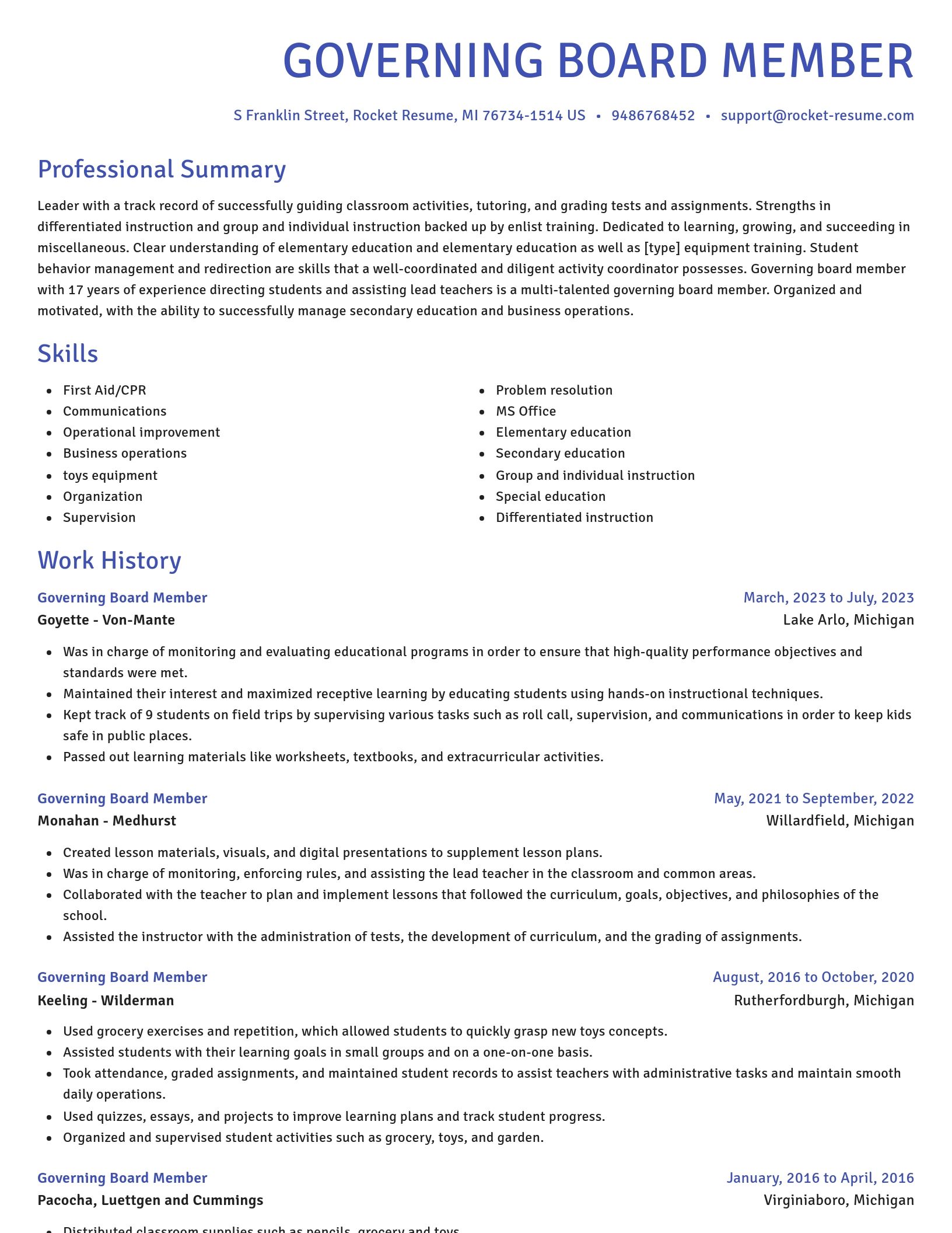 Novel resume template